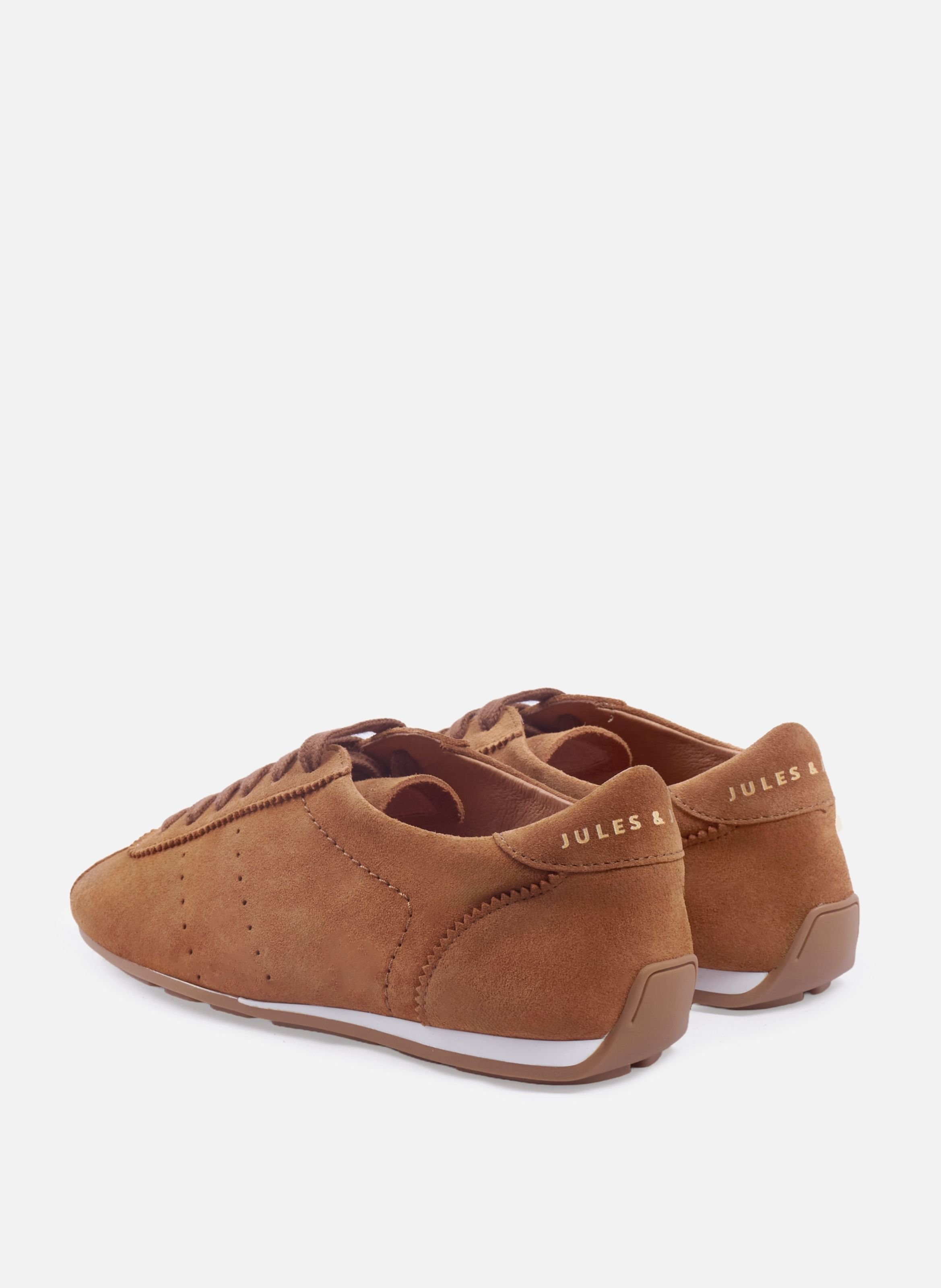 Sofia suede leather flat sneakers JULES & JENN Brown