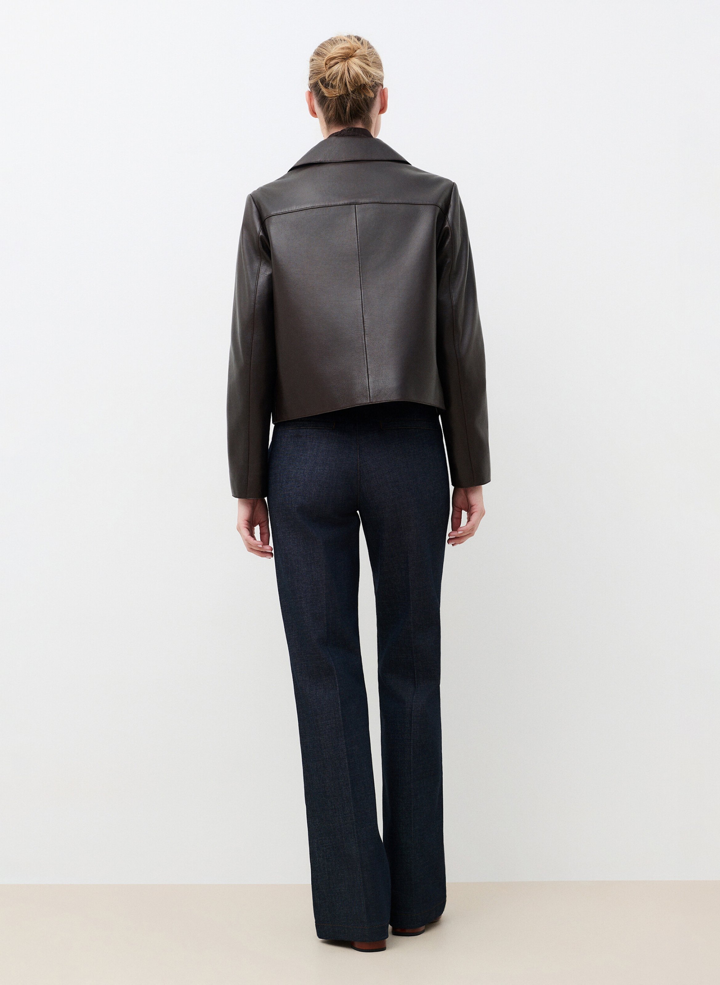 Veste en cuir courte  CAROLL Marron
