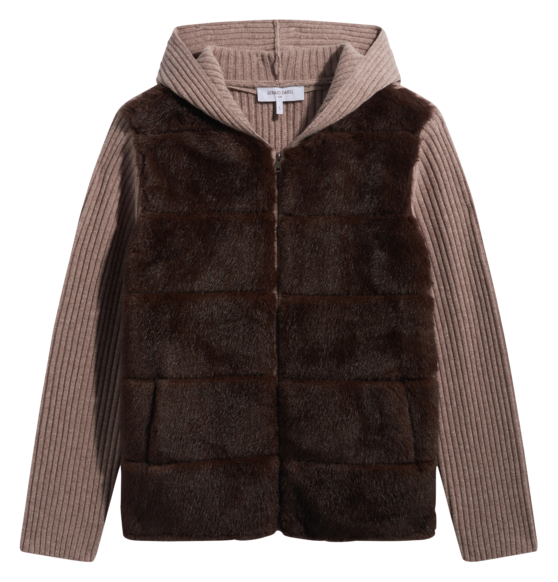 Straight faux fur and cashmere gilet GERARD DAREL Beige