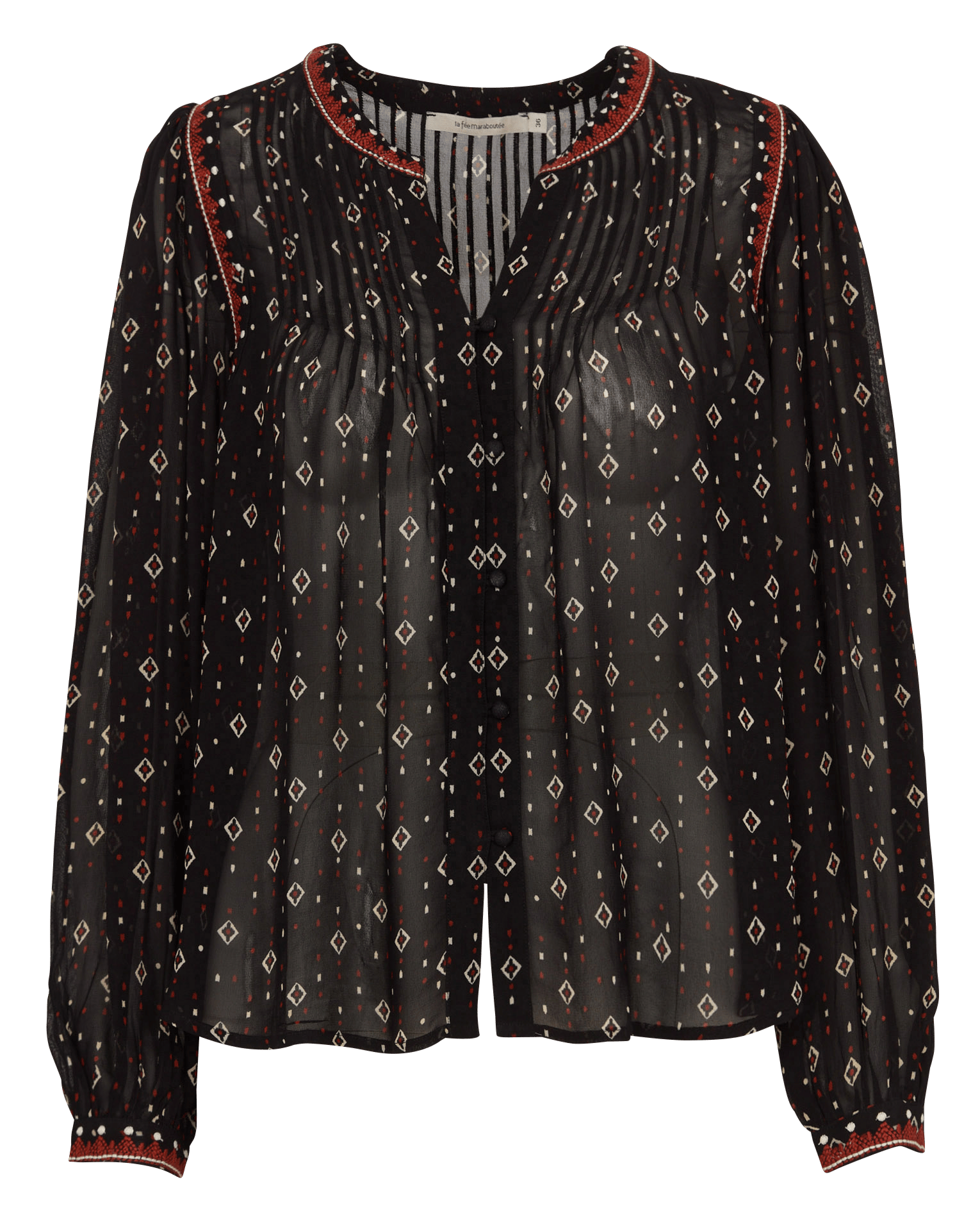 Wijdvallende blouse met grafische print LA FEE MARABOUTEE Zwart