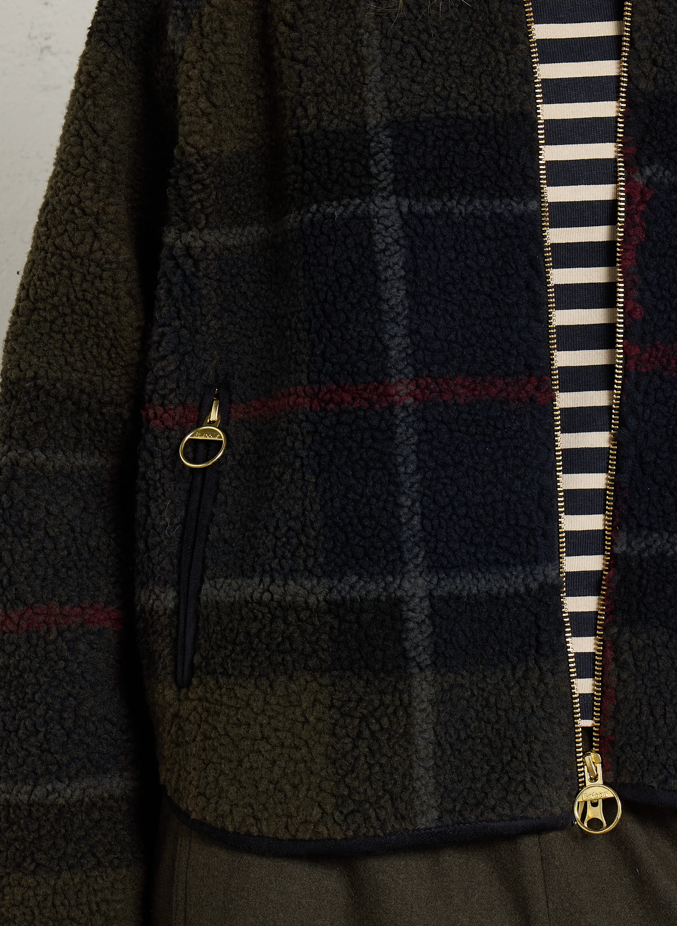 Fluffy checkered straight jacket BARBOUR Green