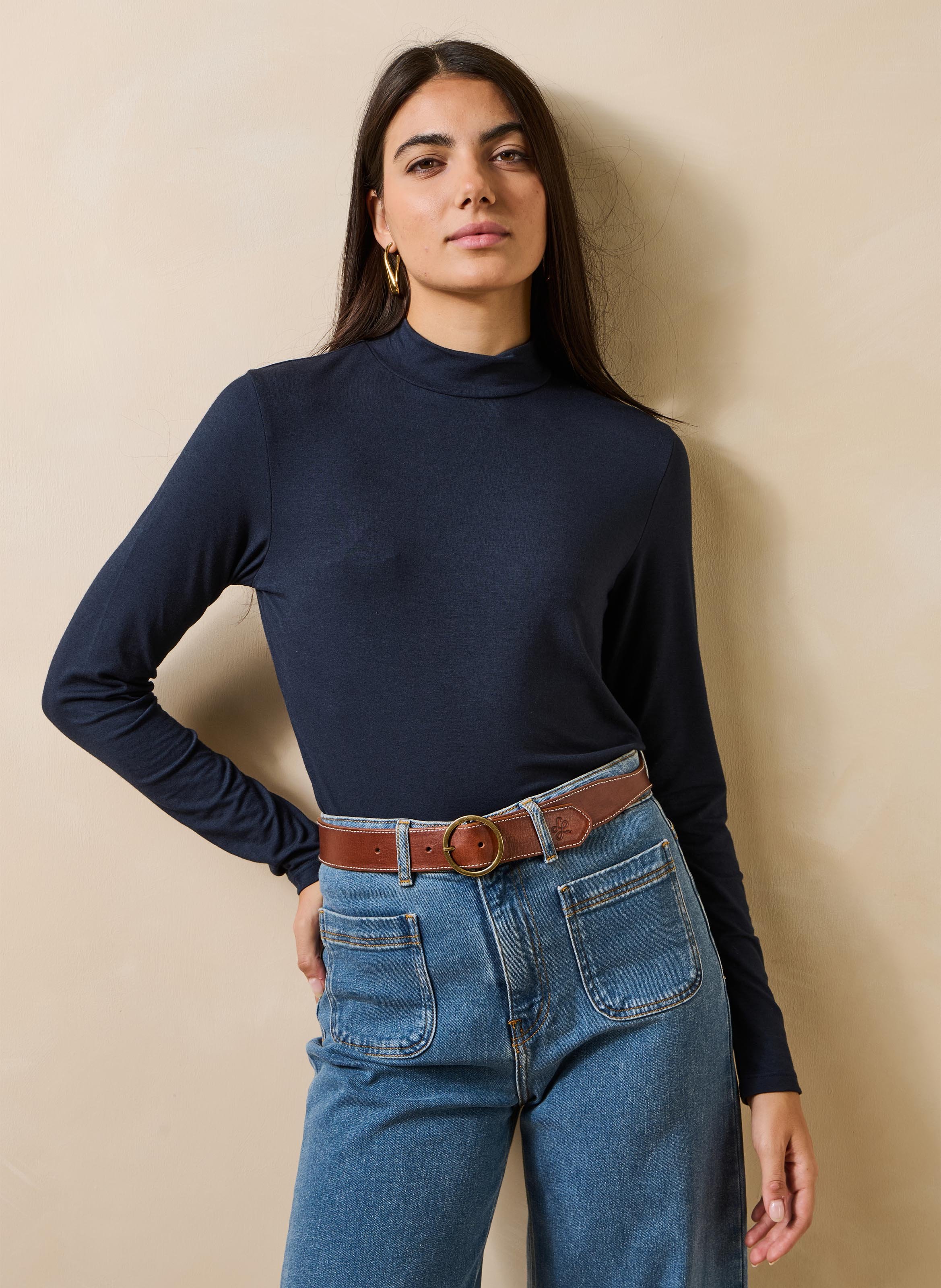Top manches longues uni LA FEE MARABOUTEE Bleu