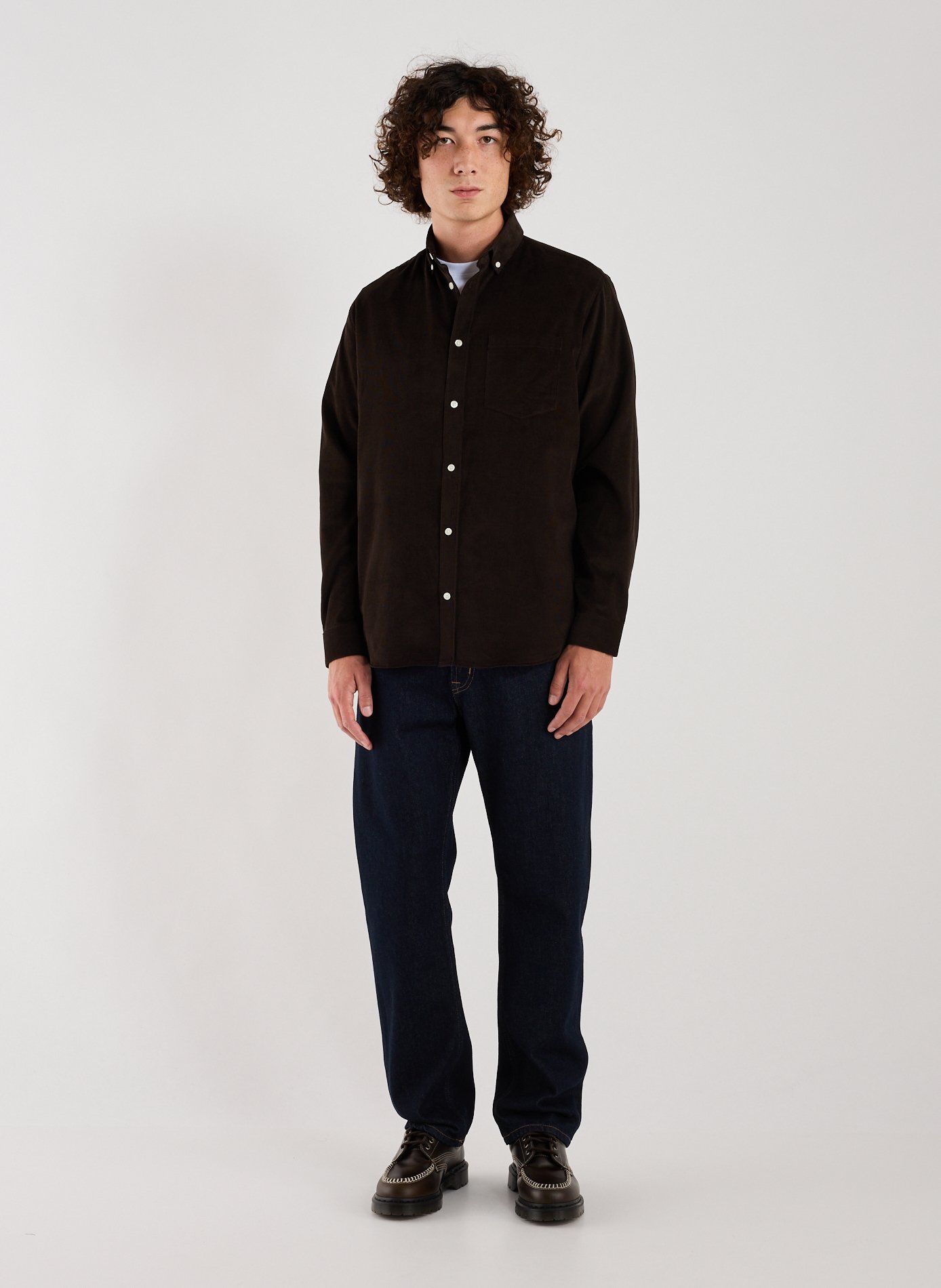 Loose-fit corduroy cotton shirt AU PRINTEMPS PARIS Brown