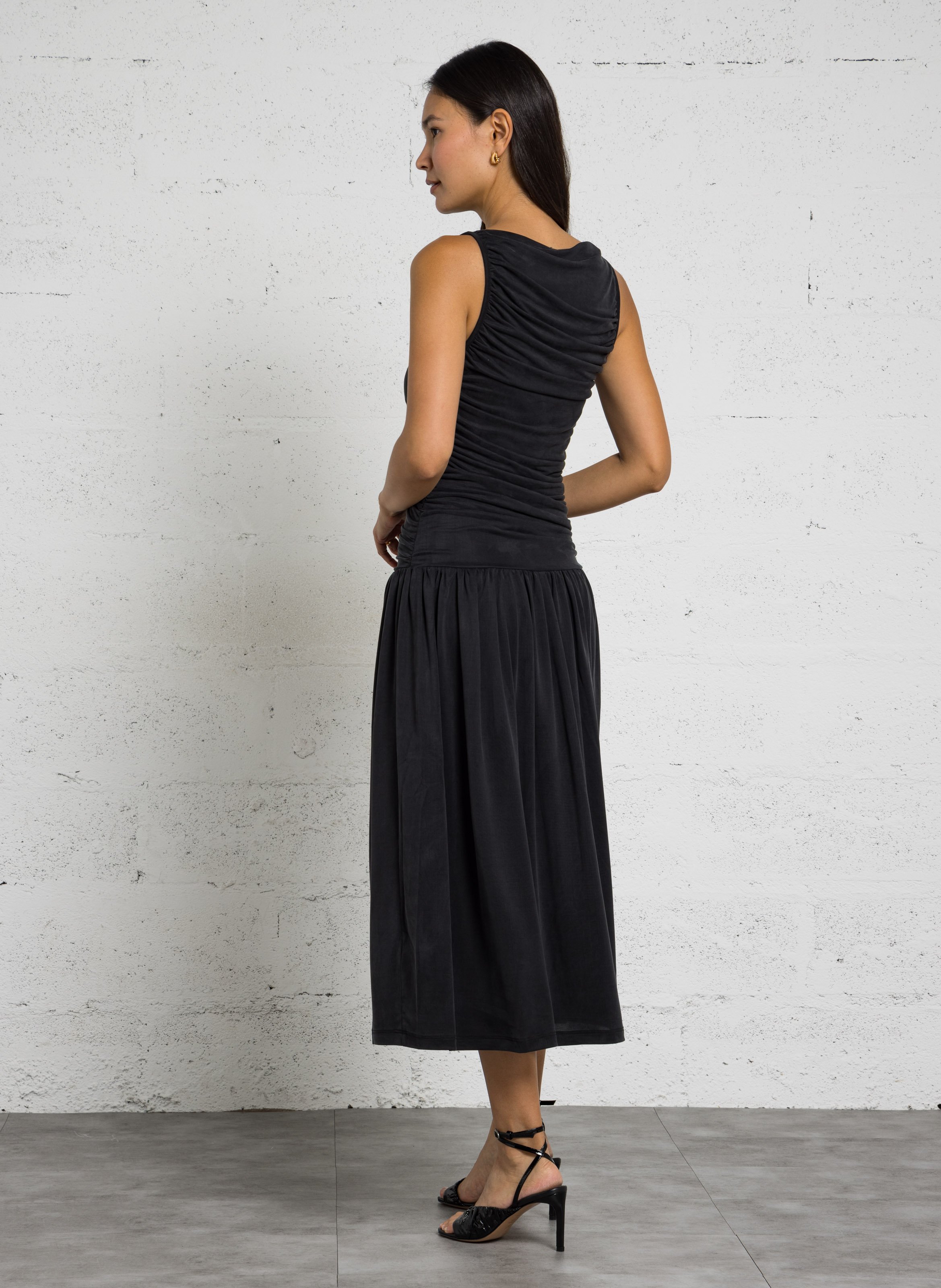 Robe sans manches plissée unie IKKS Noir