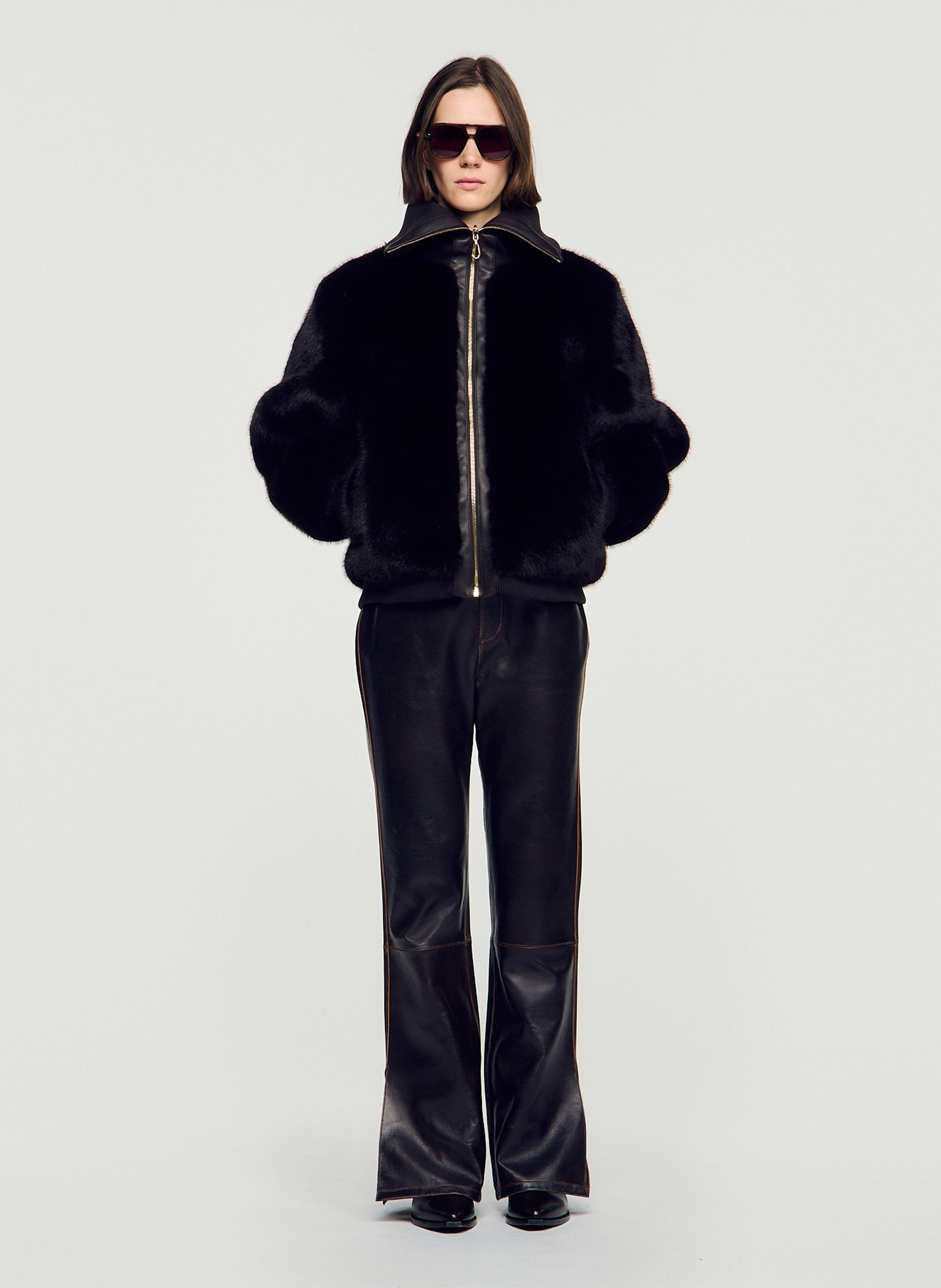 Veste oversize col montant SANDRO Marron