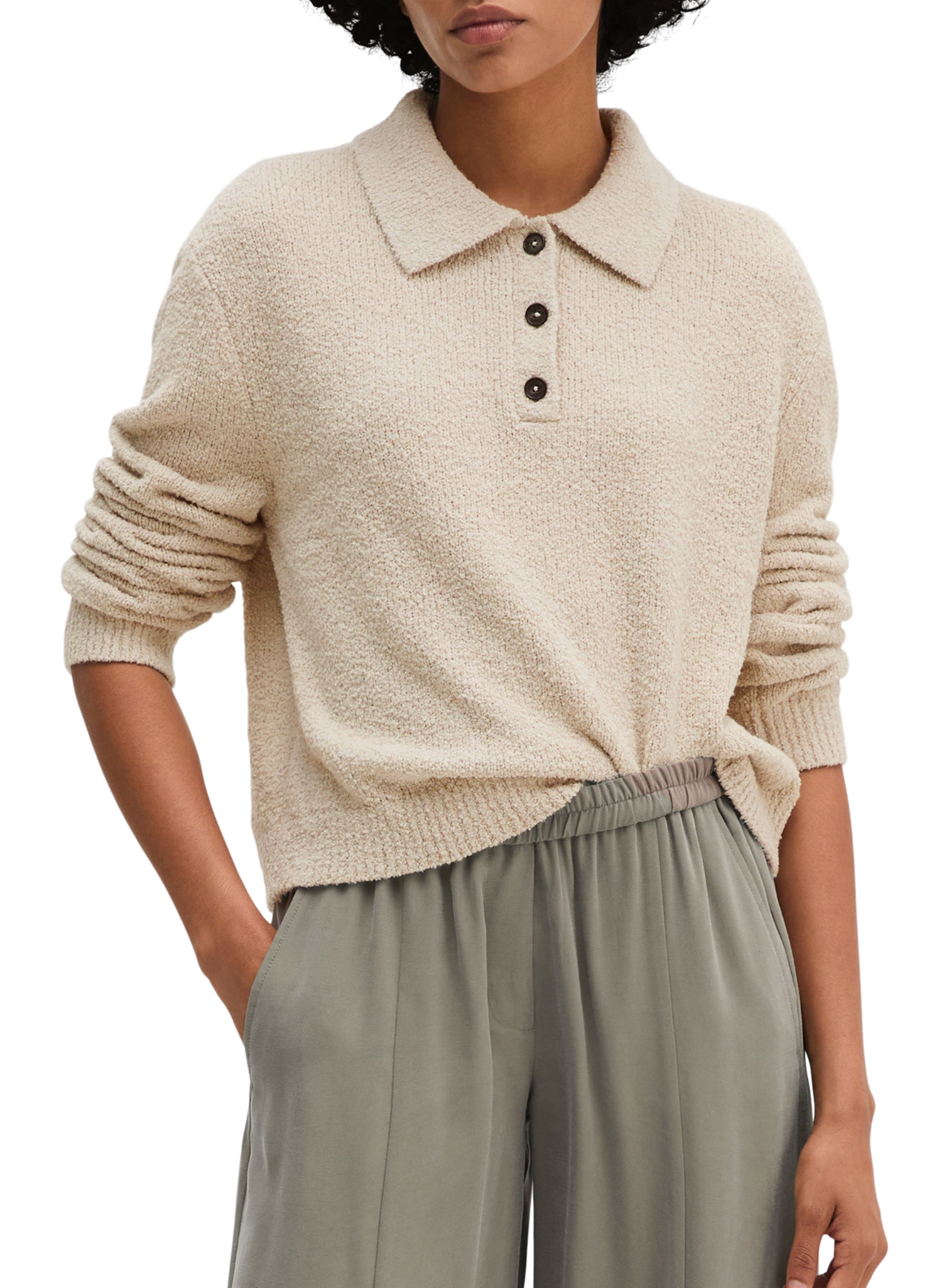 Straight-fit sweater with a classic neckline in a cotton blend MARC O'POLO Beige