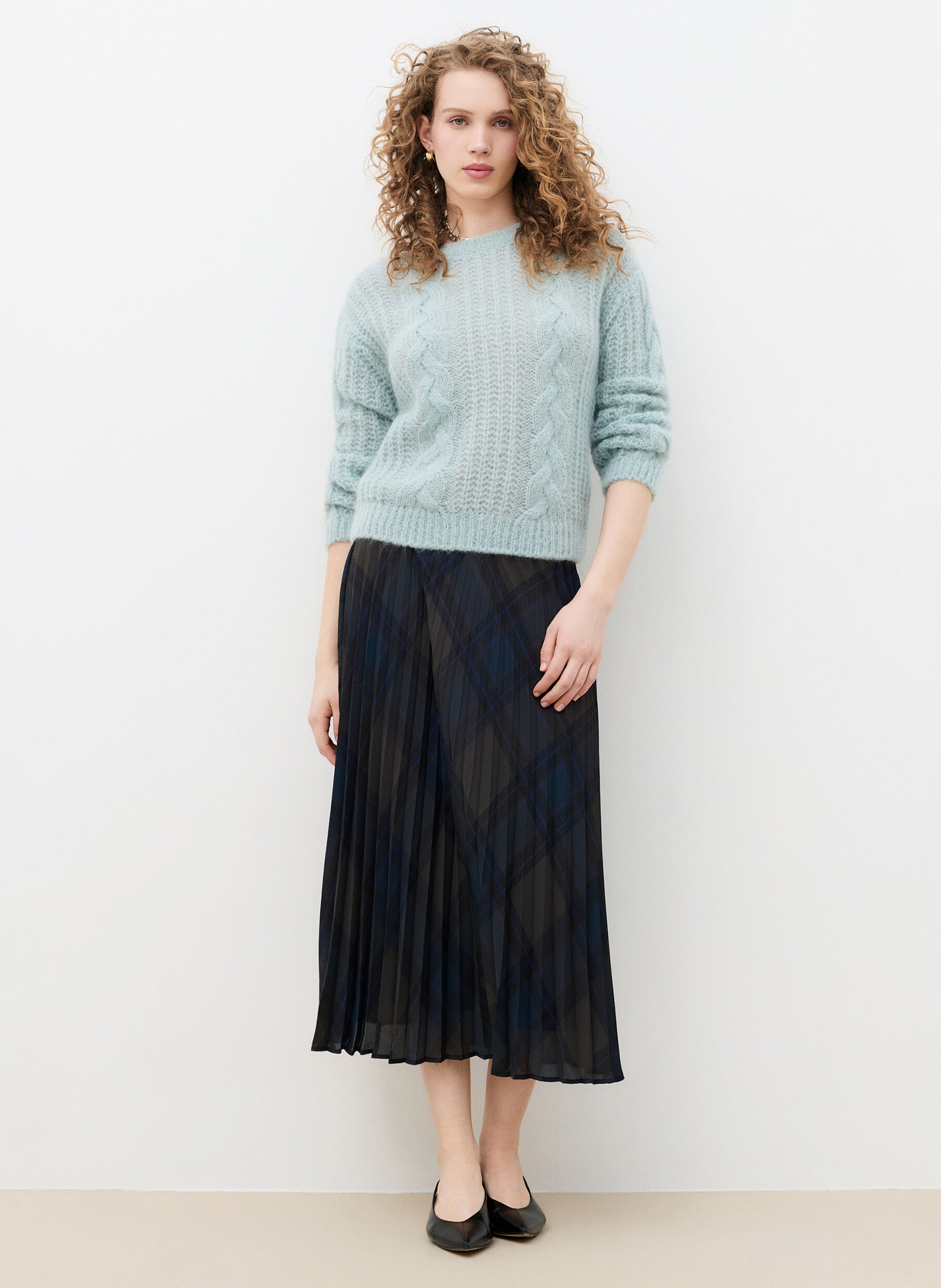 Trui met ronde hals - wolblend met alpaca CAROLL Blauw