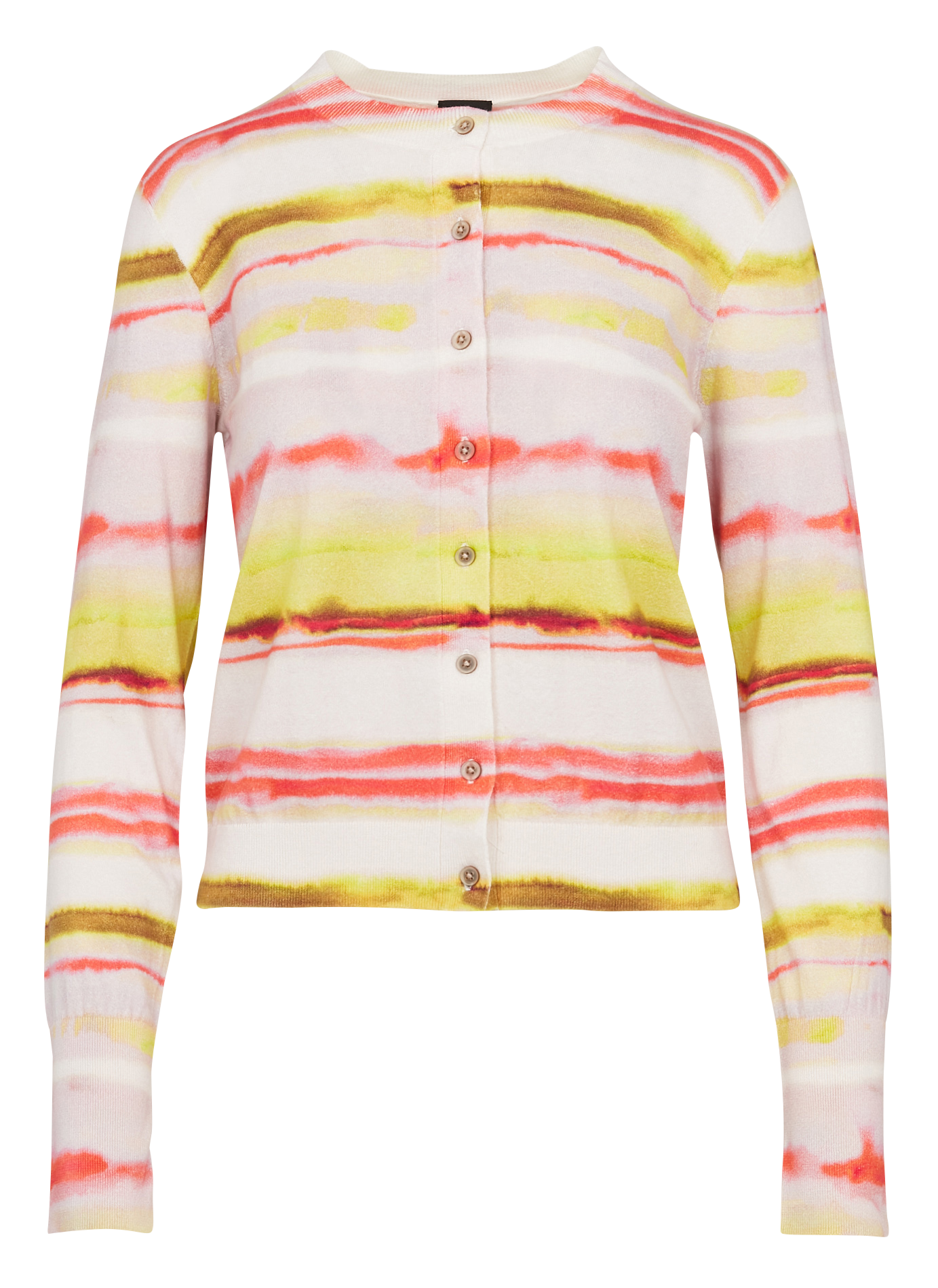 Straight round-neck cotton cardigan Pink