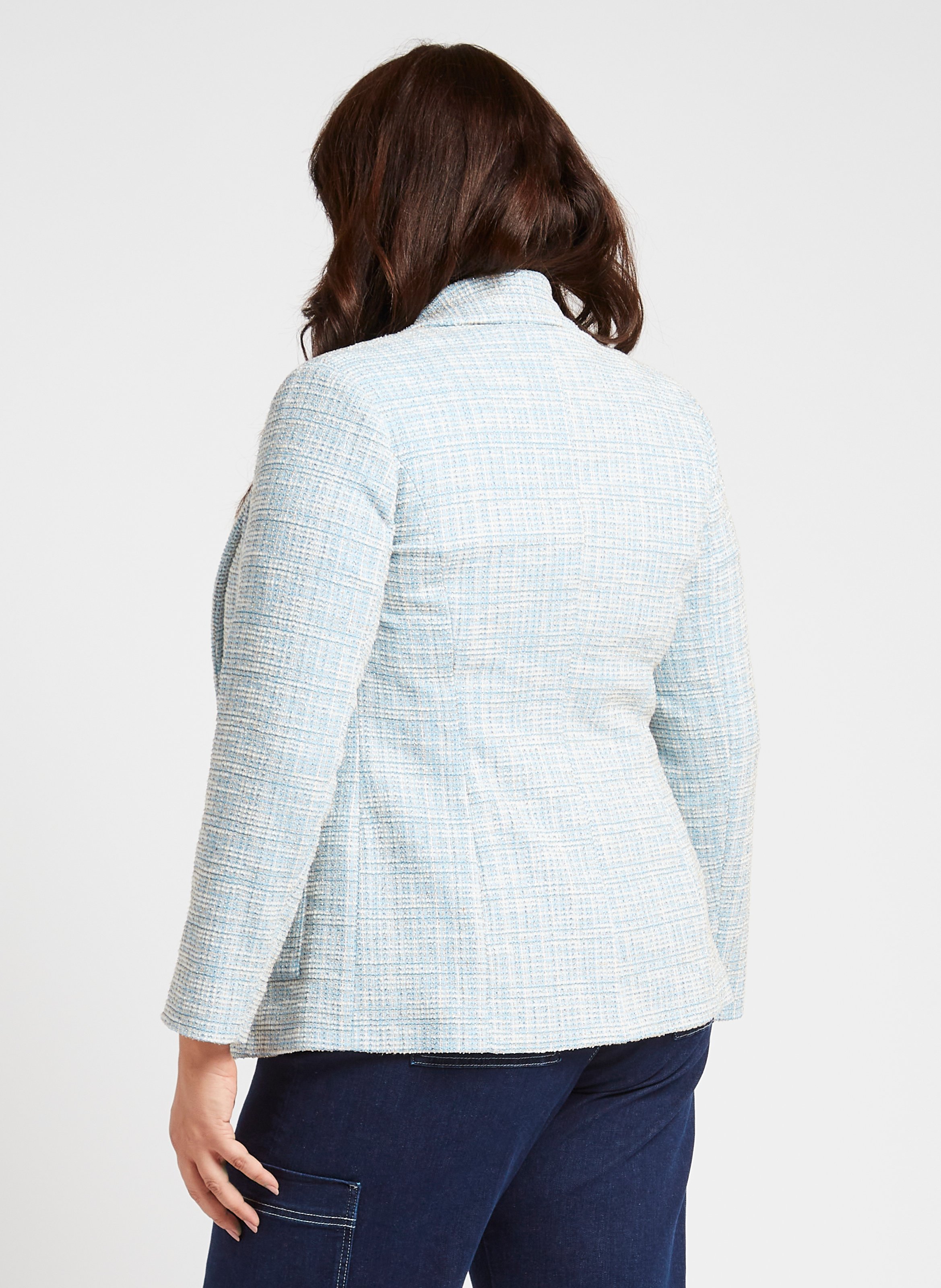 Gerade geschnittener Tweed-Blazer PERSONA by Marina Rinaldi Blau