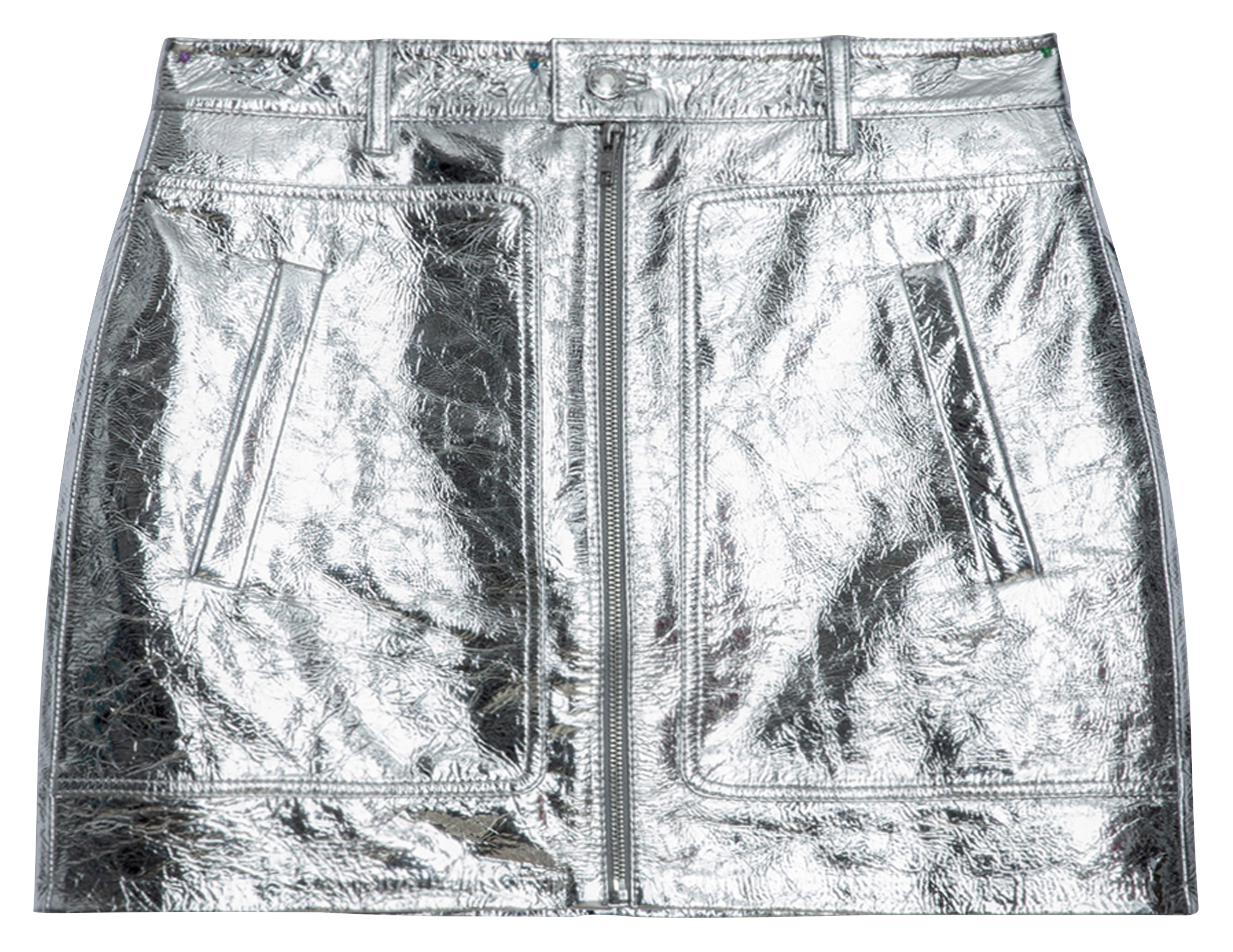 Jupe courte en cuir métallisé  ZADIG&amp;VOLTAIRE Gris