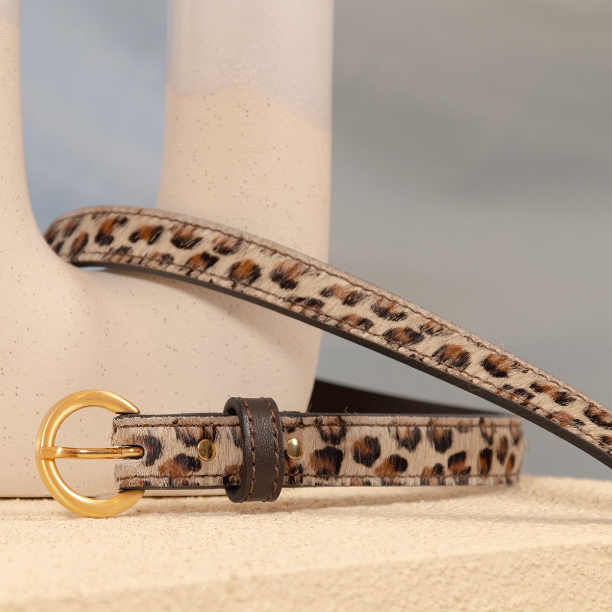Belt with gold buckle and printed leather JULES & JENN Multicolored