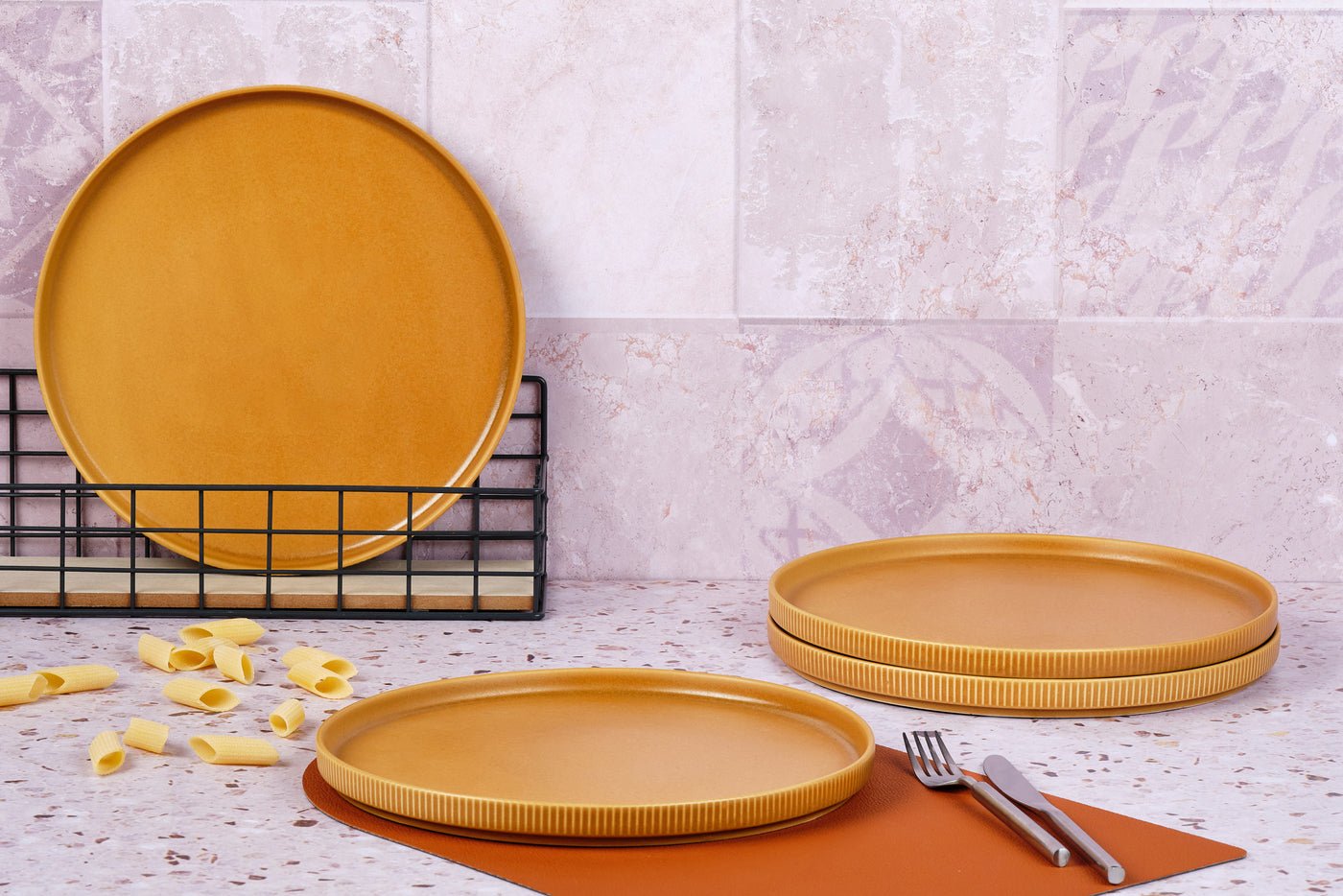 Stoneware Plate Set - 4 pieces BJORN Yellow