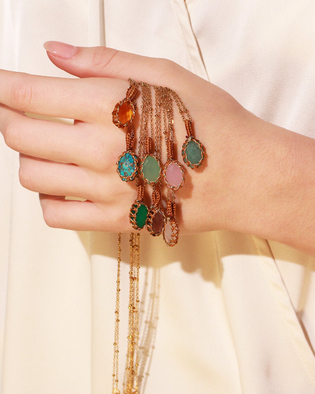 Colliers plaqué or chakra NILAI Green