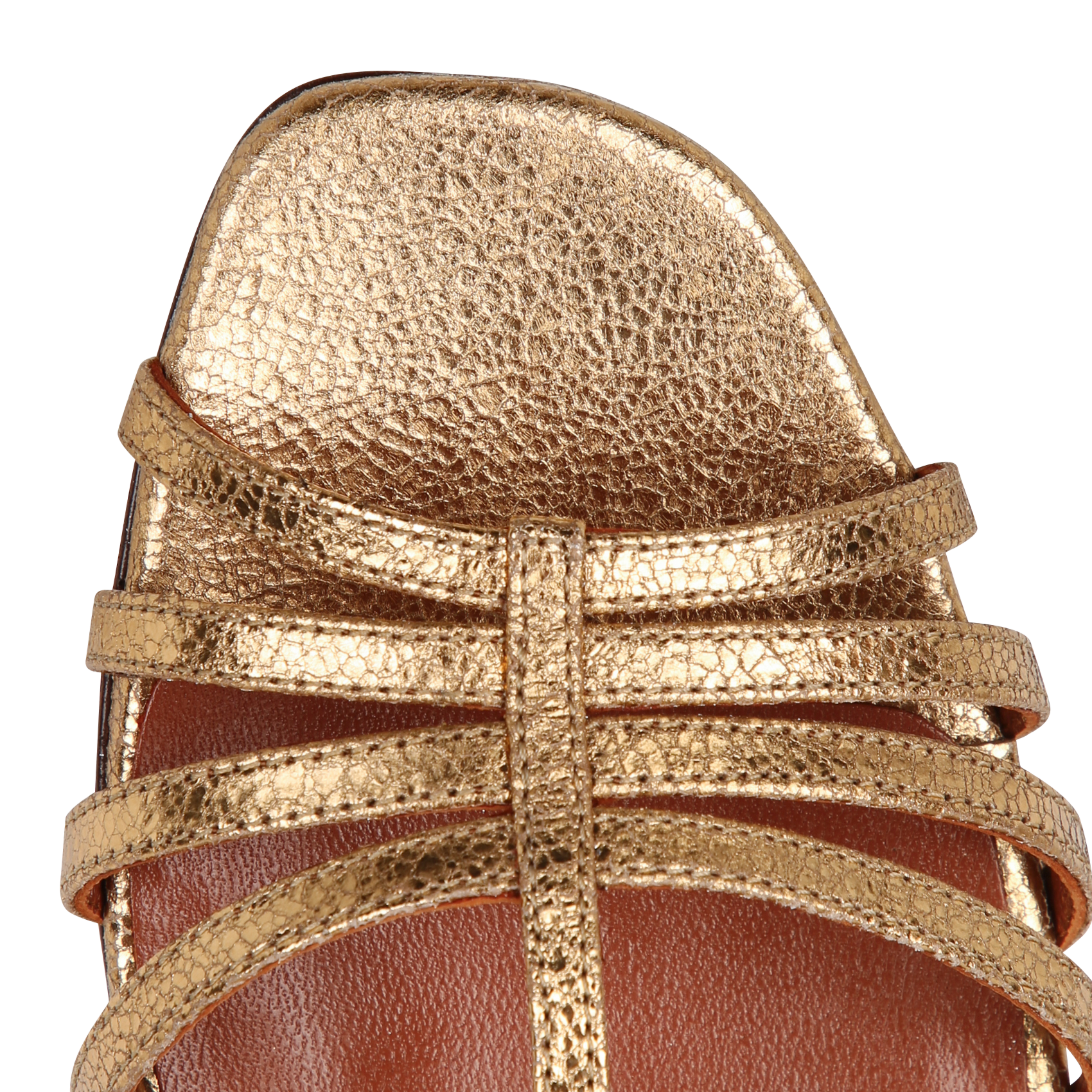 Sandales à talon en cuir métallisé RIVECOUR Doré