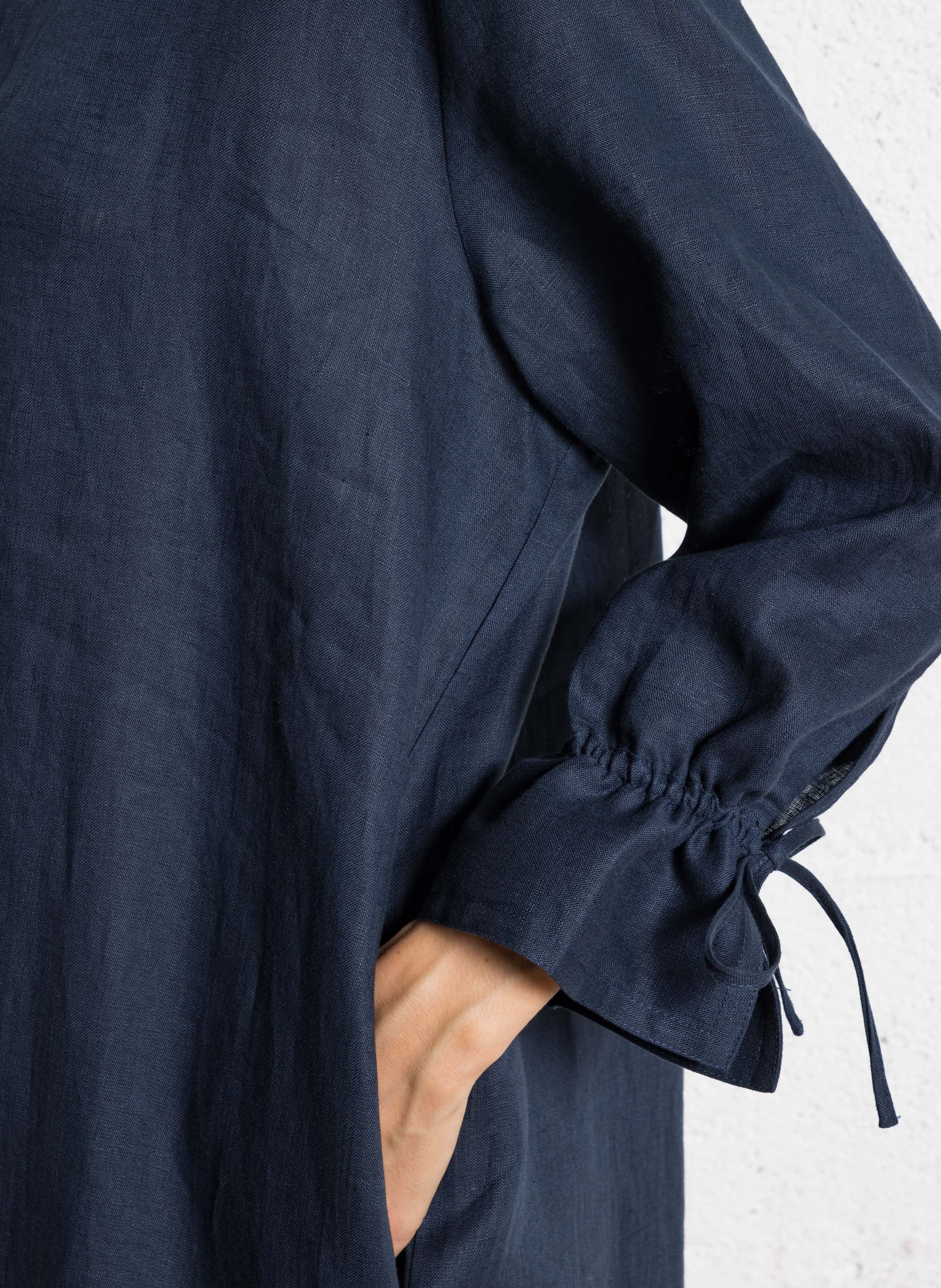 Wijde, linnen overhemdjurk RUE DE TOKYO Blauw