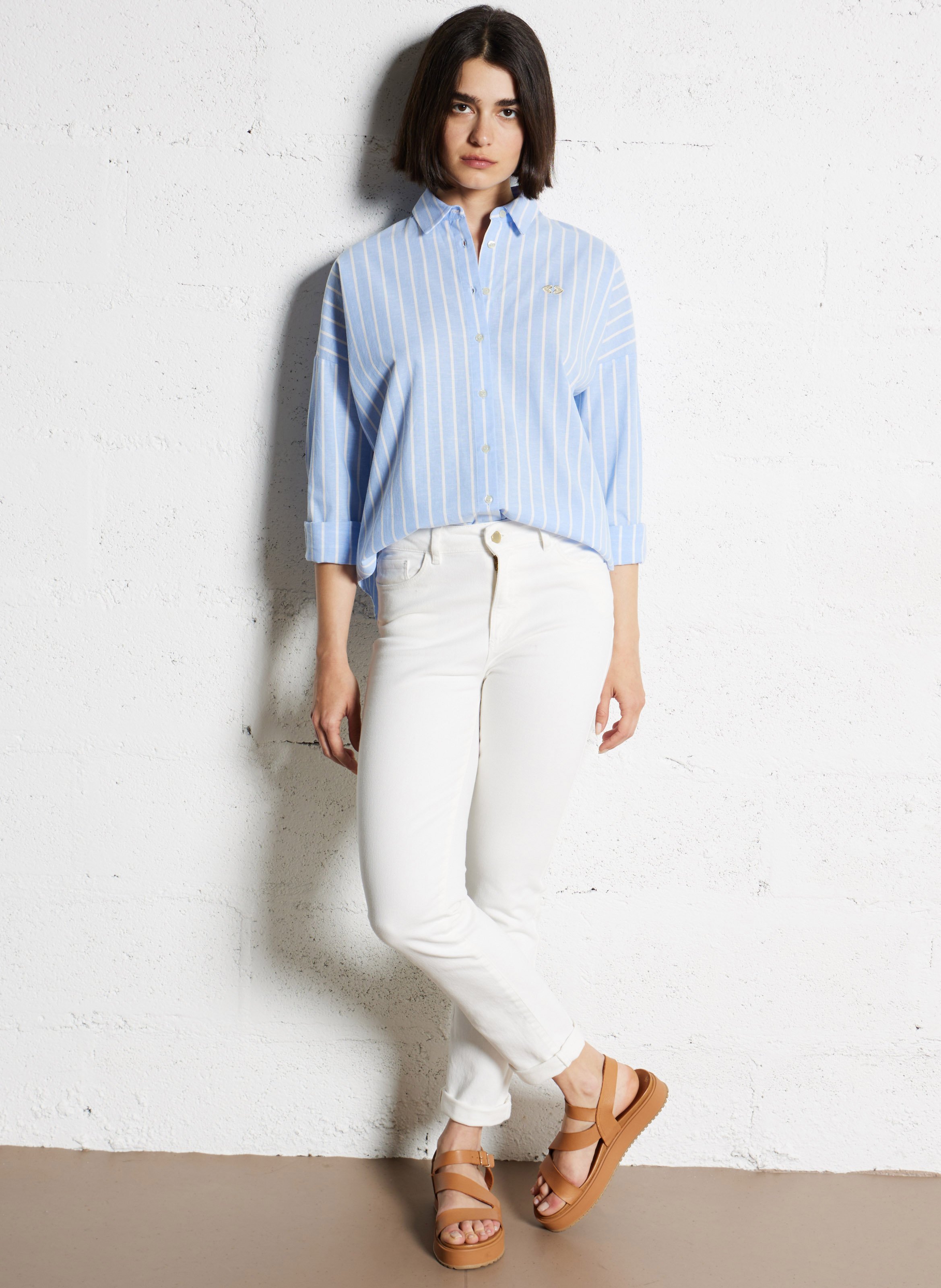 Oversize cotton-blend shirt I CODE Blue