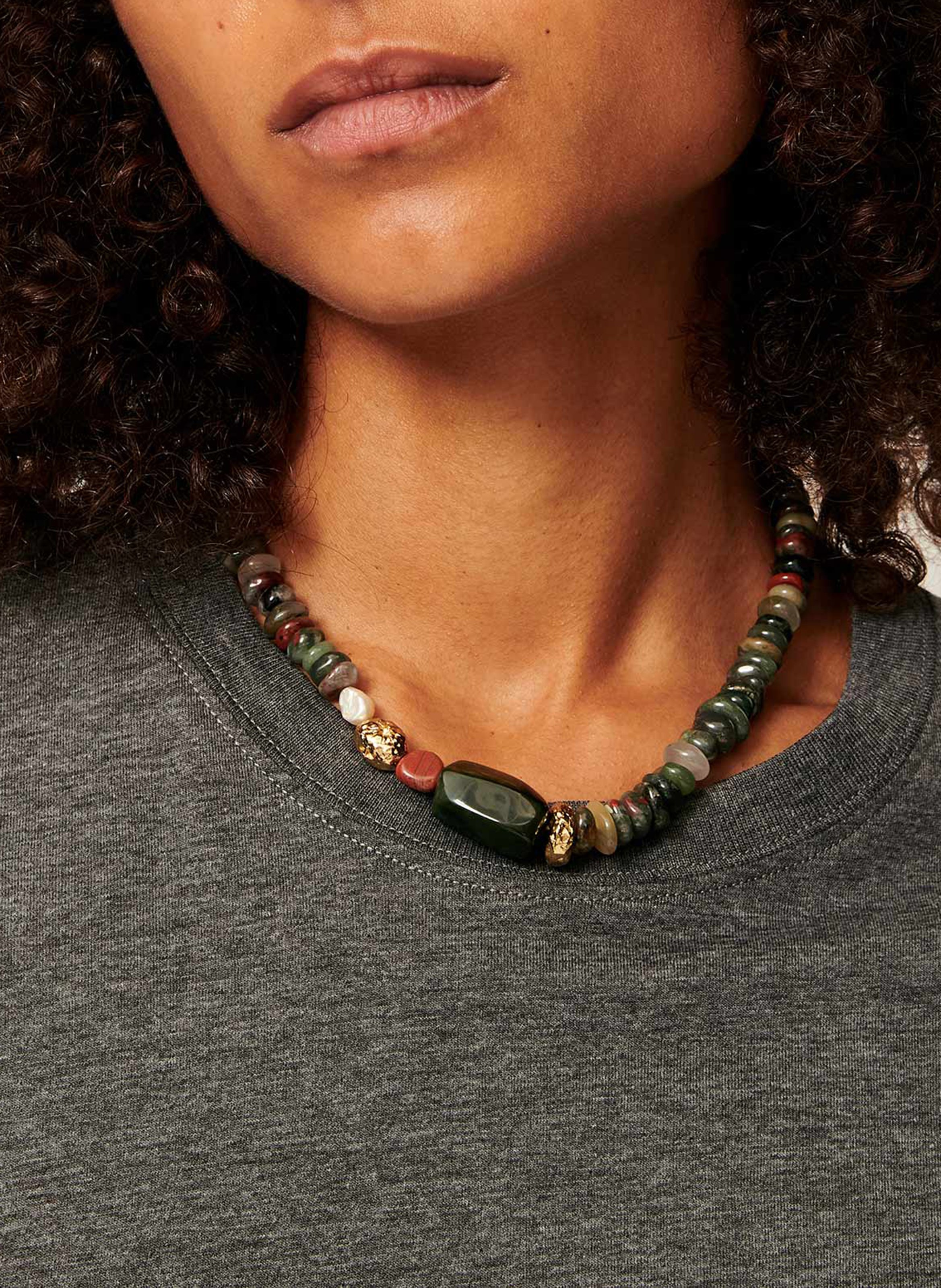 Fluid loose-fit round-neck T-shirt SESSUN Grey