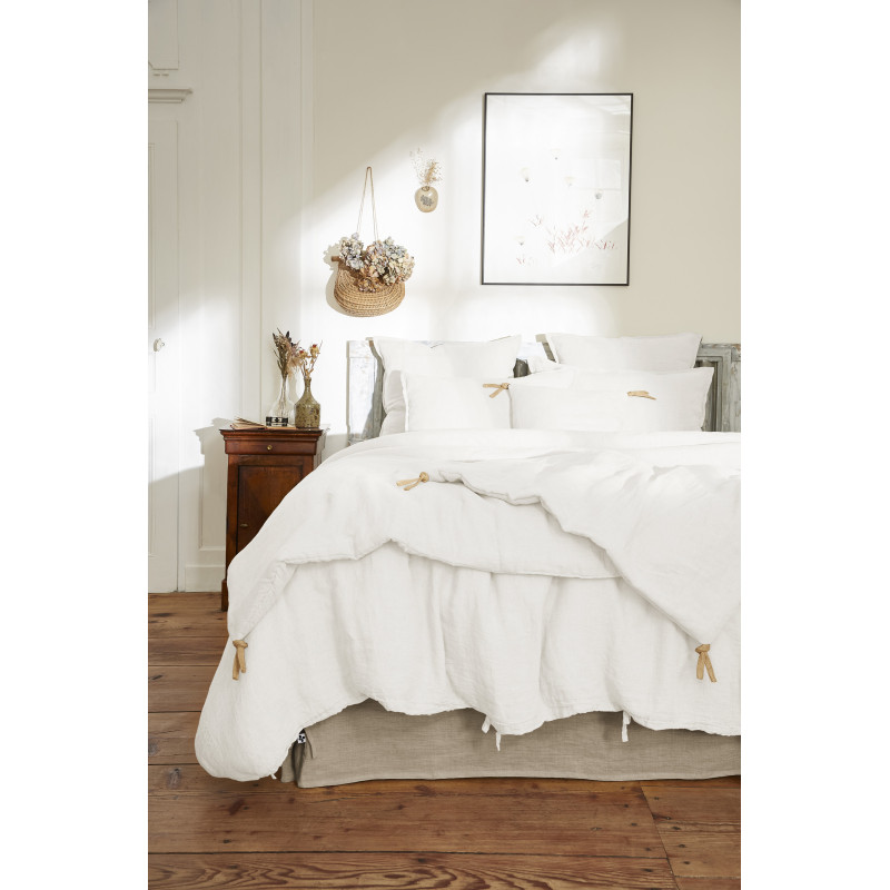 Cotton gauze bedspread or end-of-bed throw L'EFFET PAPILLON White
