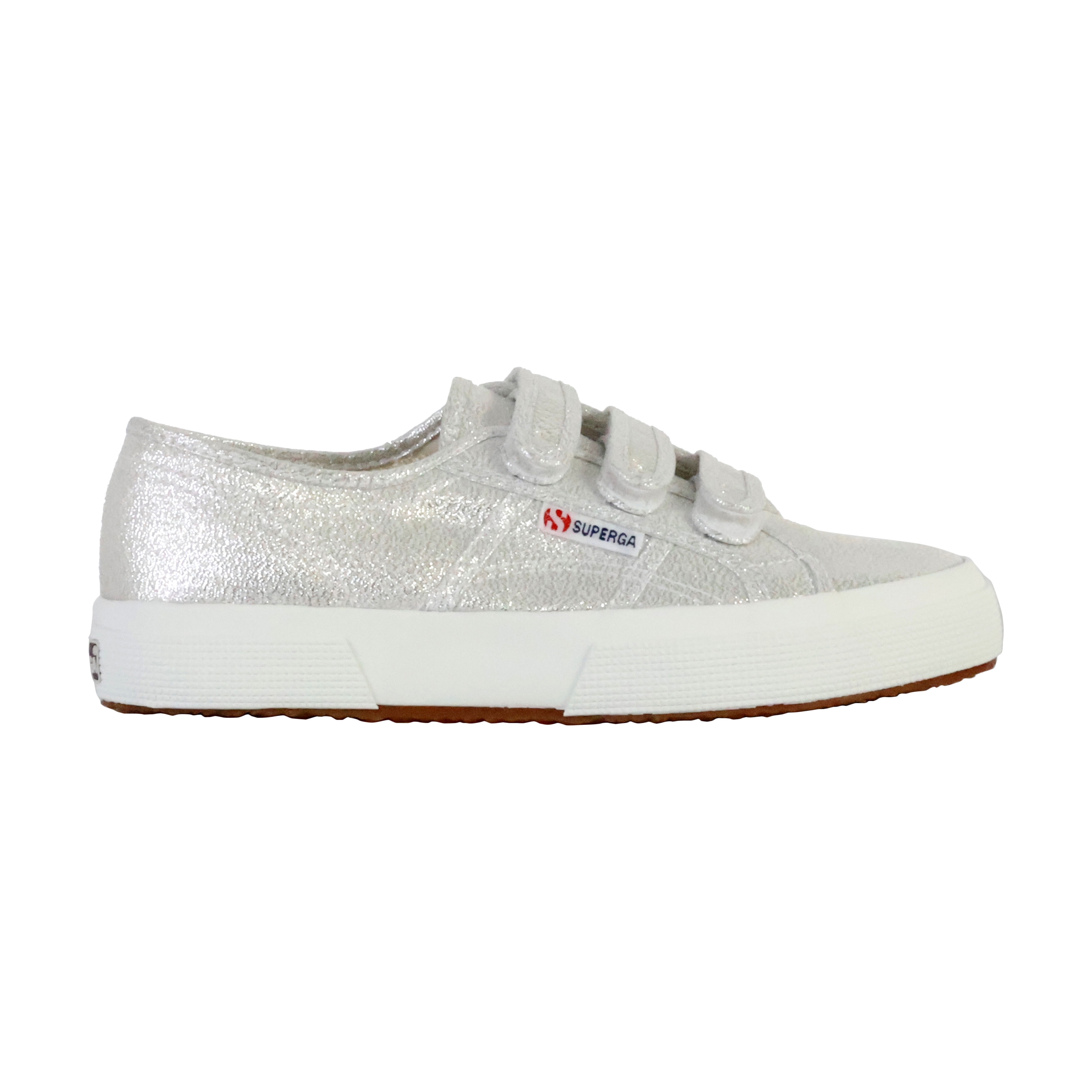 Basket basse à scratch superga straps lame  Gris argent