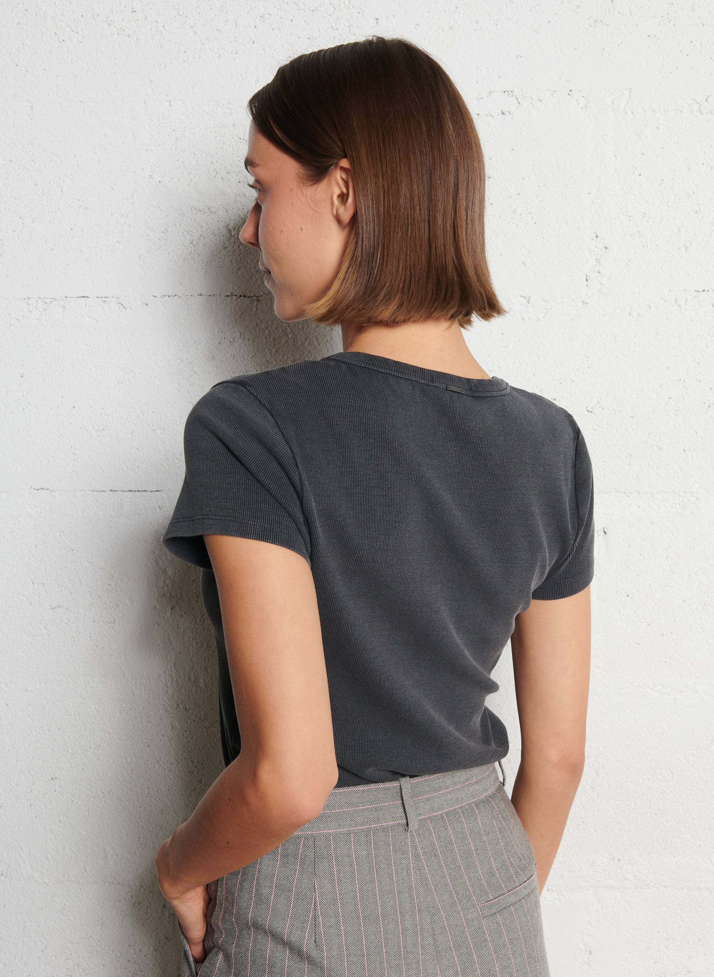 Katoenen T-shirt met V-hals IKKS Grijs