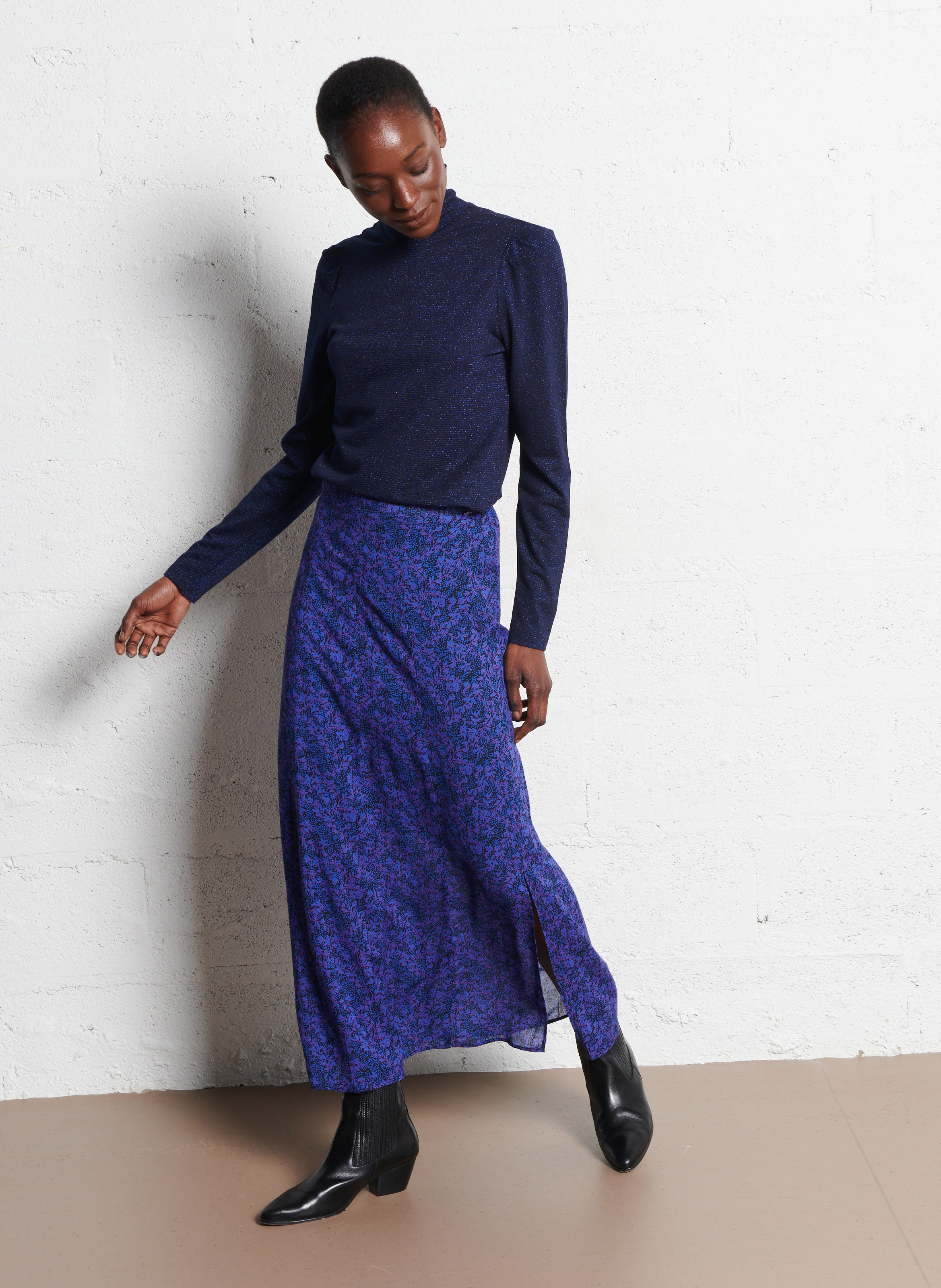 Tee-shirt col montant rayé ONE STEP Bleu