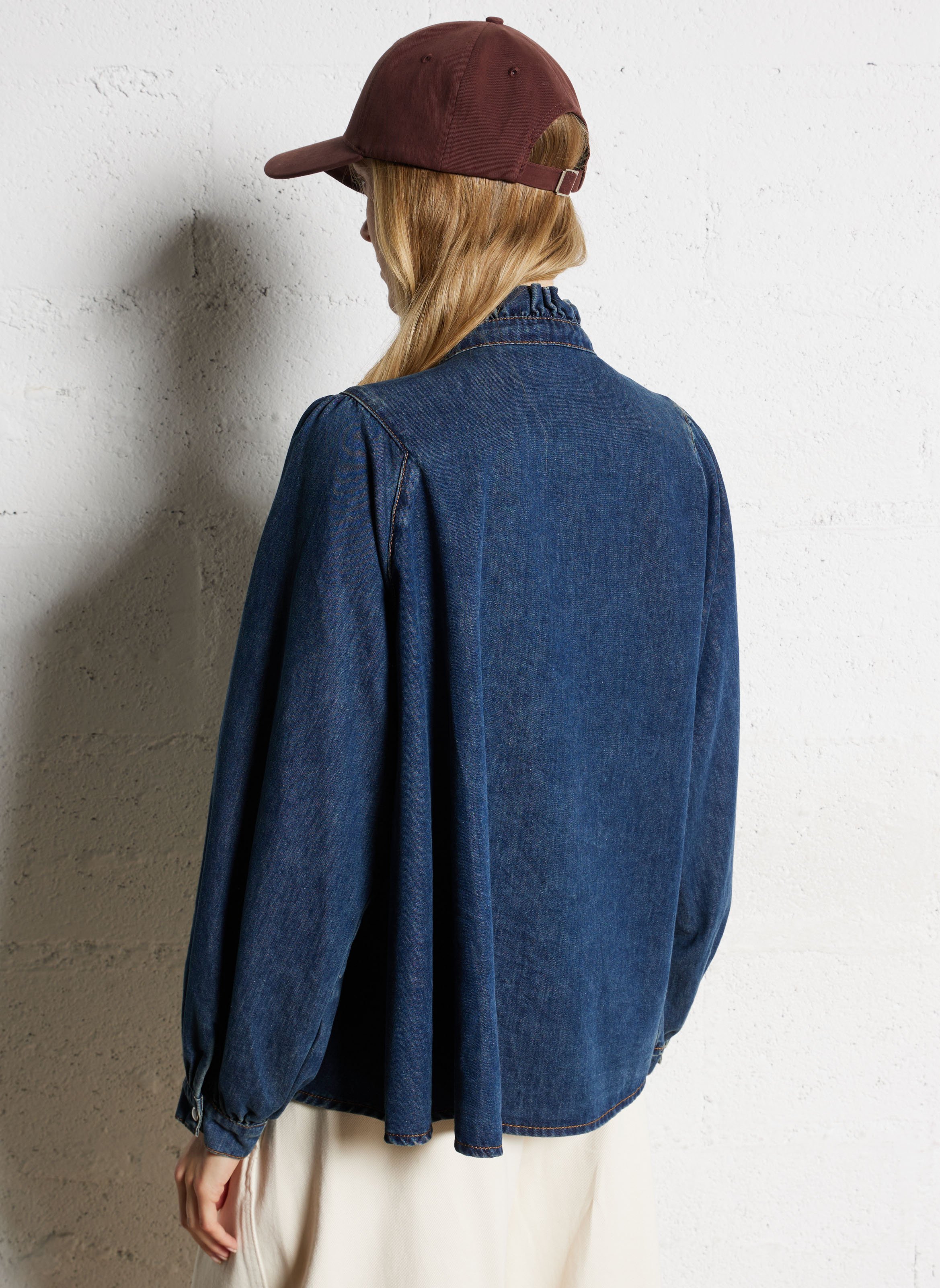 Blouse boutonnée en denim brut SUNCOO Bleu