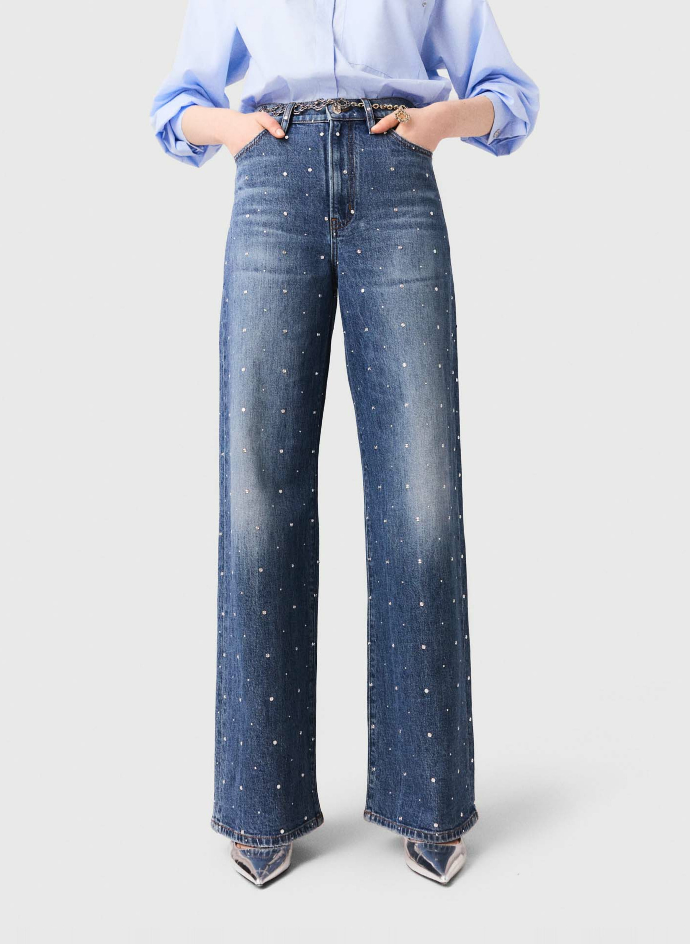 Jean large en coton mélangé MAJE Bleu