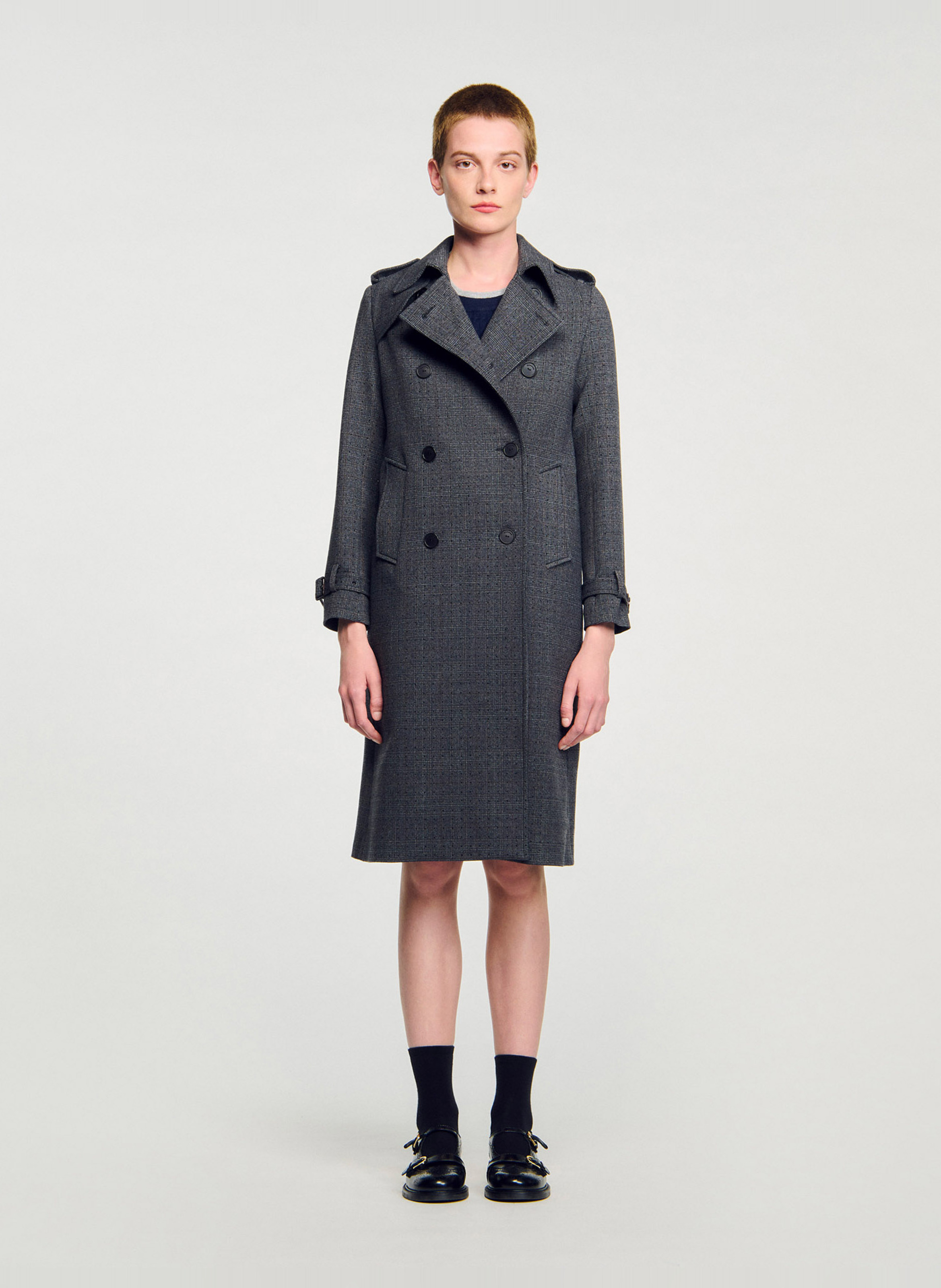 Rechte jas met klassieke kraag  SANDRO Grijs