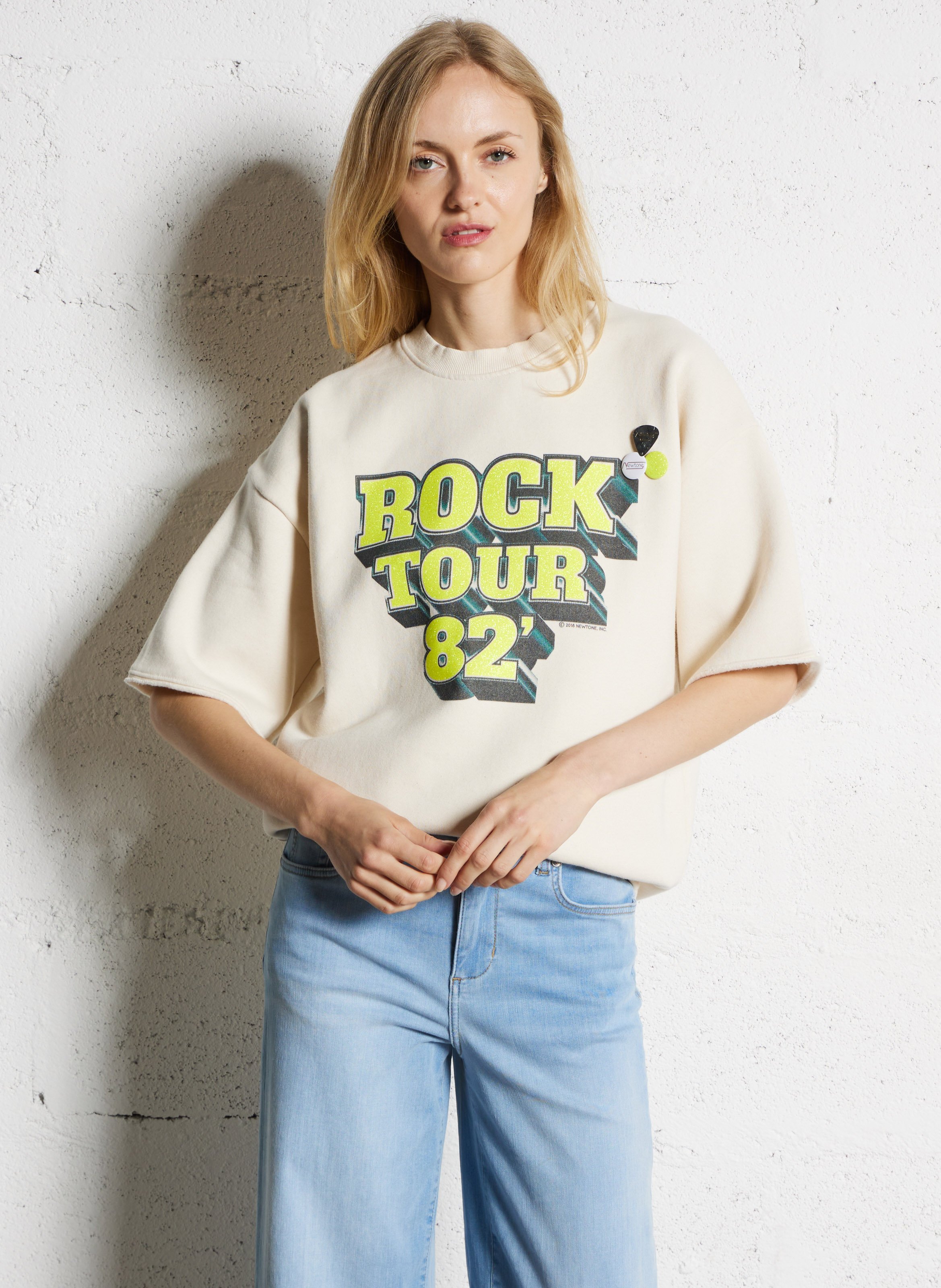 Sweat col rond en coton mélangé NEWTONE Beige