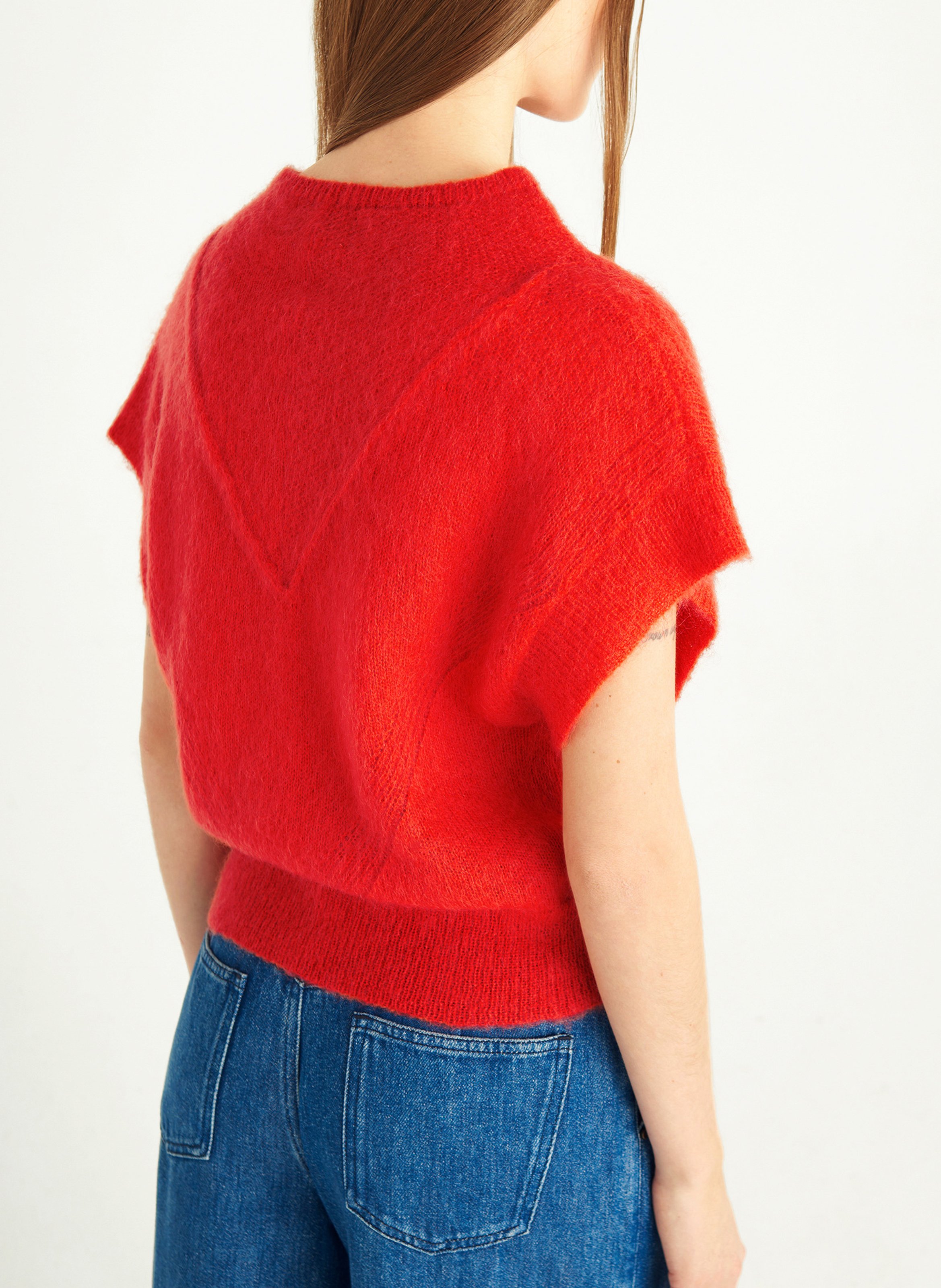 Aansluitende trui met opstaande kraag van gemengde wol COTELAC Rood