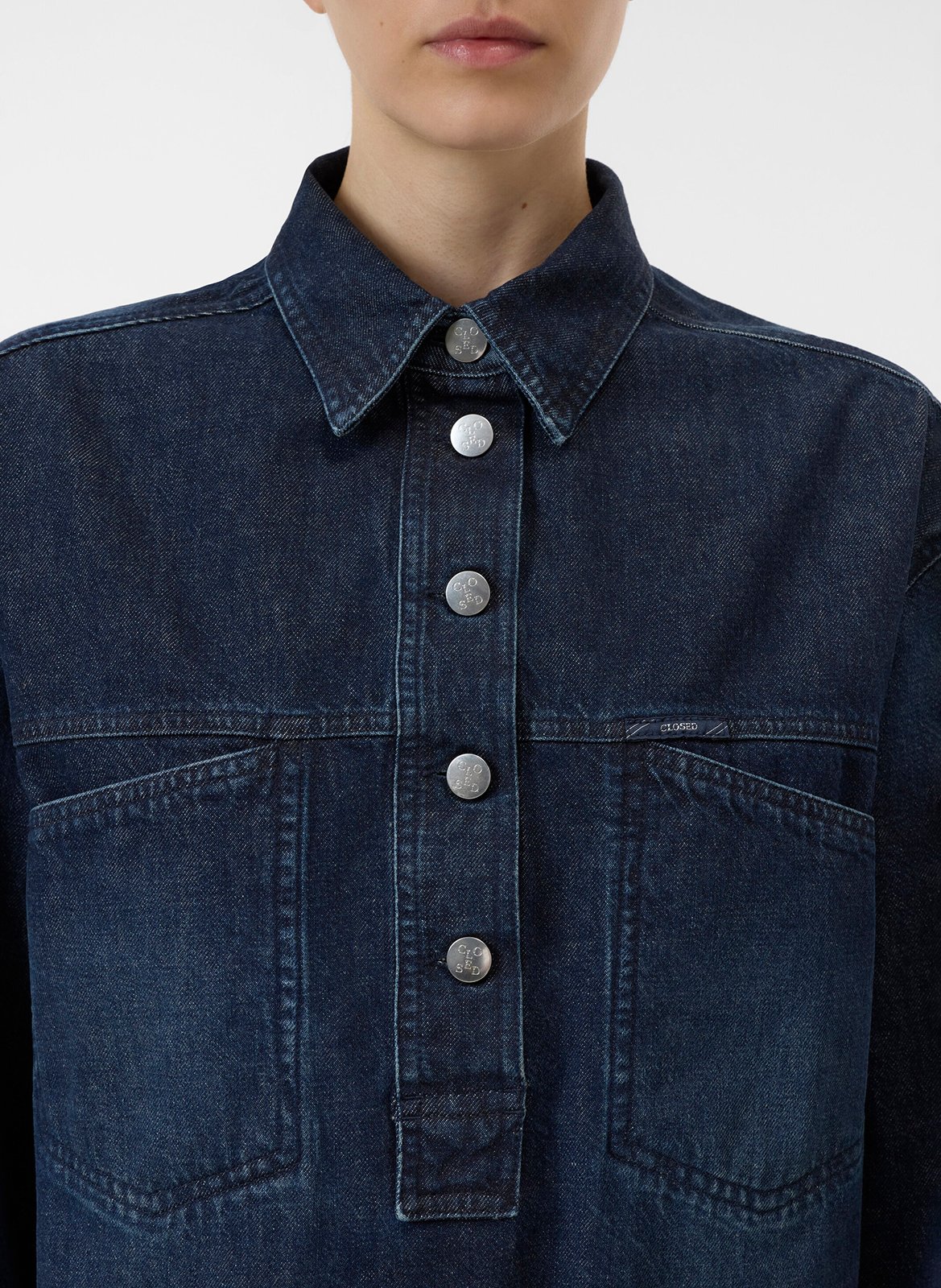 Mid-length raw denim shirt dress CLOSED Blue