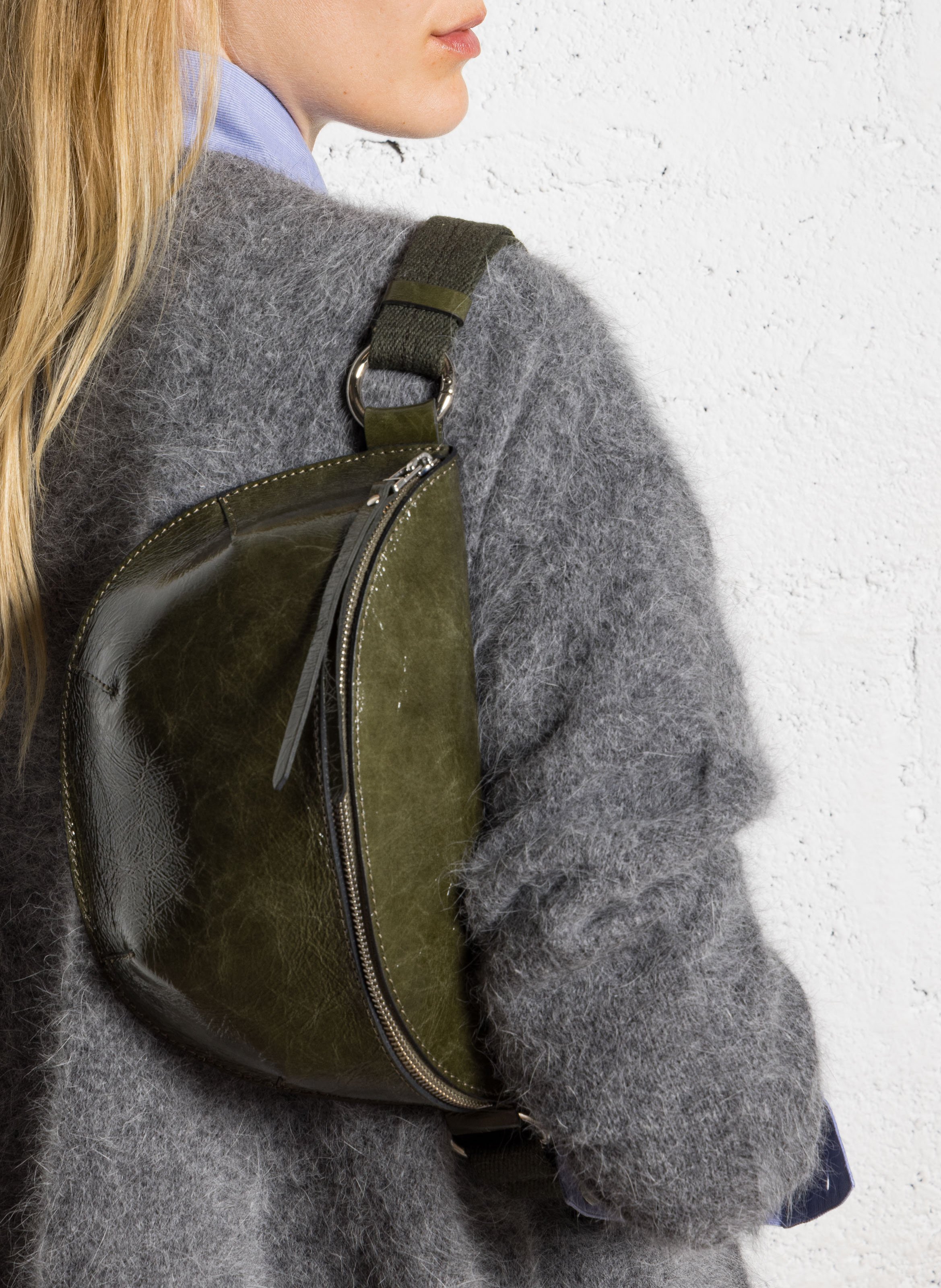 Heuptas van glanzend en geplooid leer BELLEROSE Groen