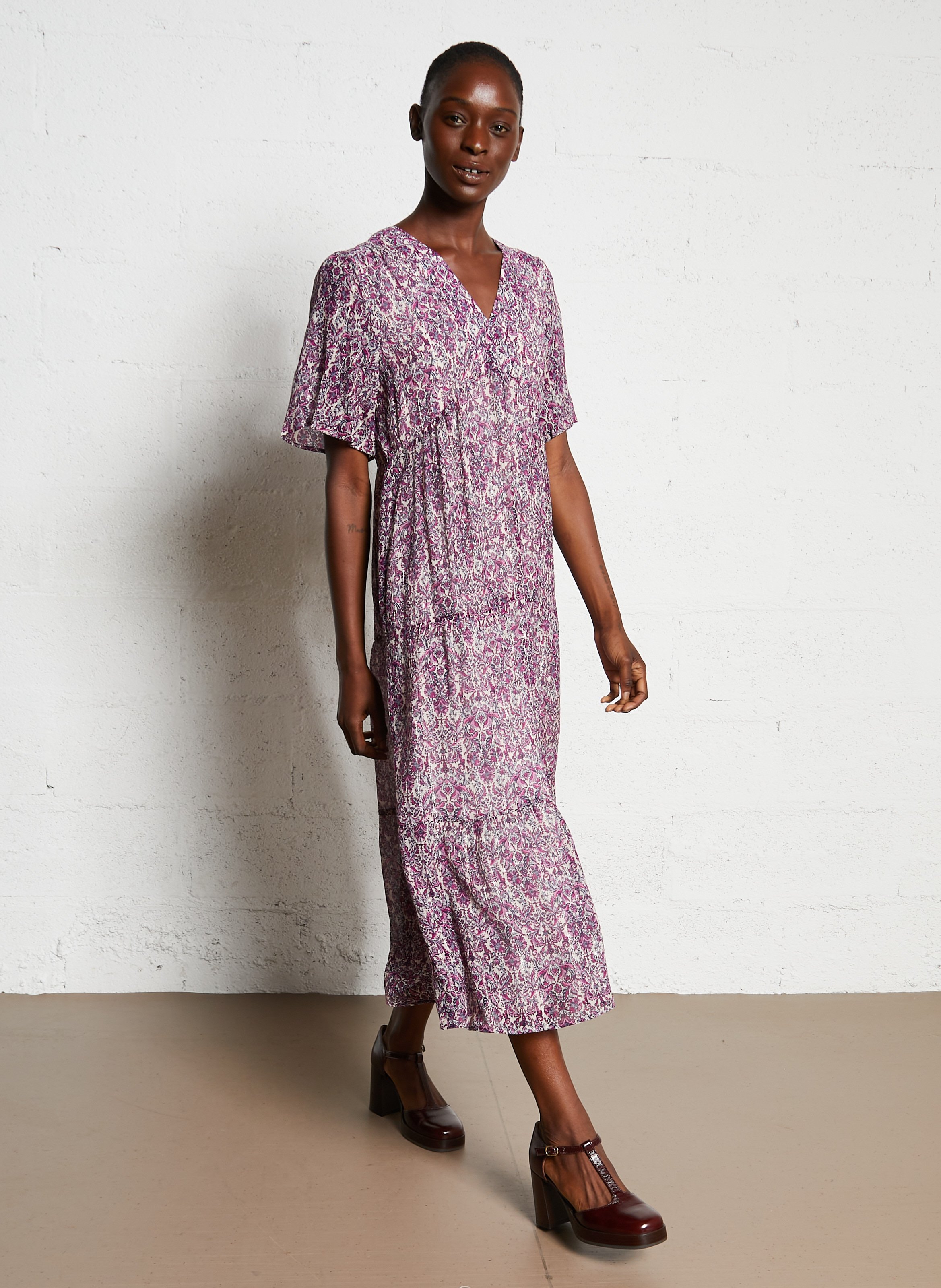 Robe longue cintrée col V MAISON 123 Violet