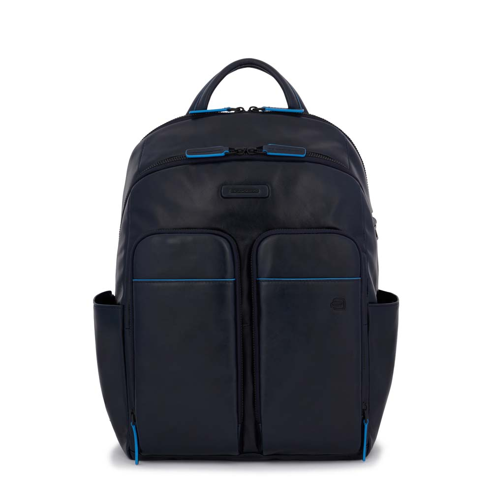 Leather backpack PIQUADRO Blue