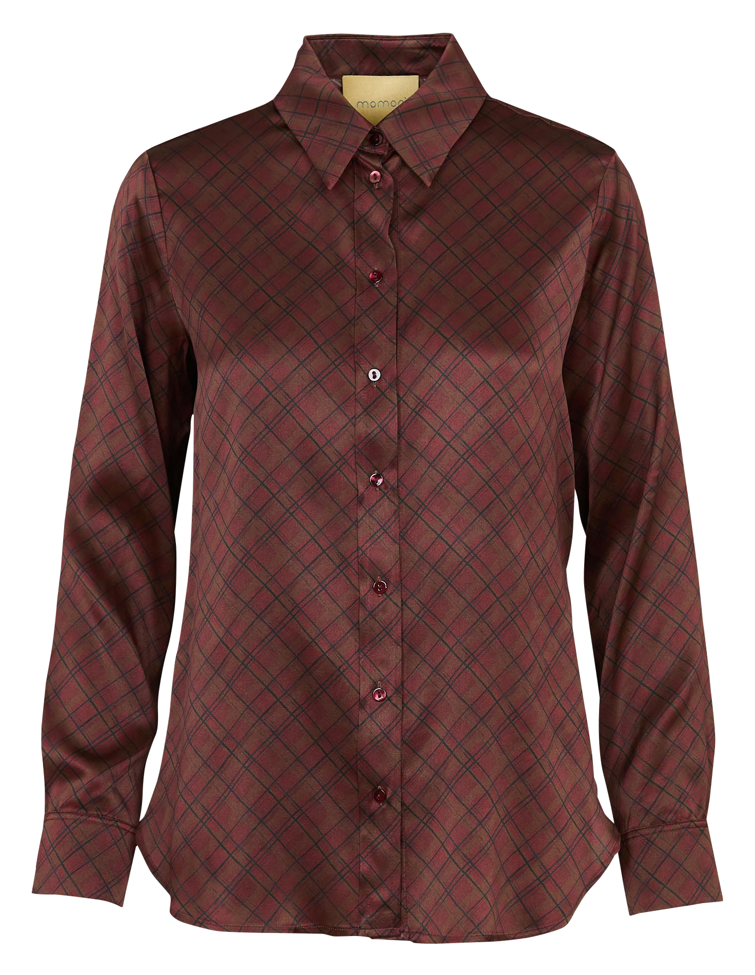 Chemise droite col classique en soie mélangée MOMONI Marron