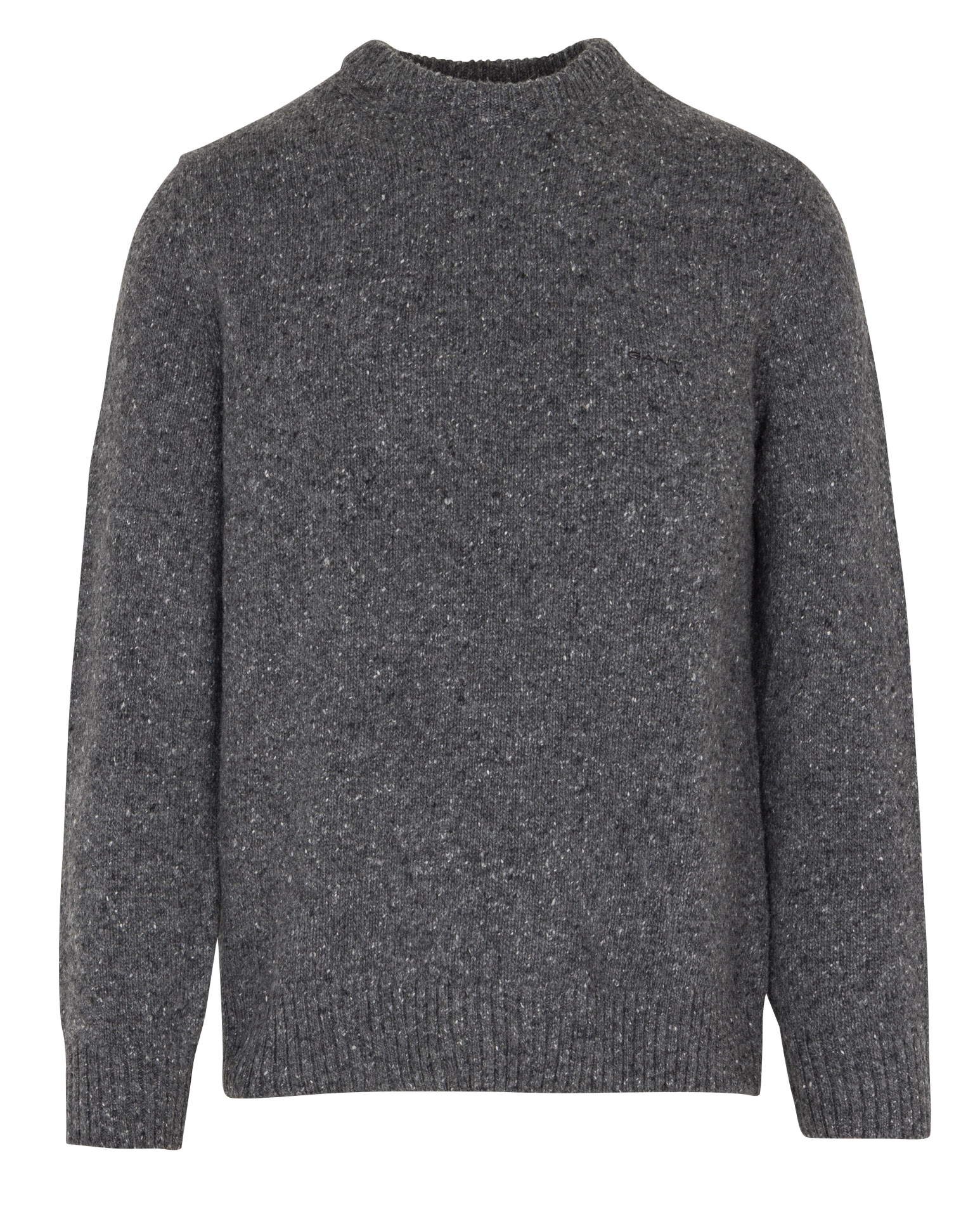 Straight round neck marled wool blend sweater GANT Grey