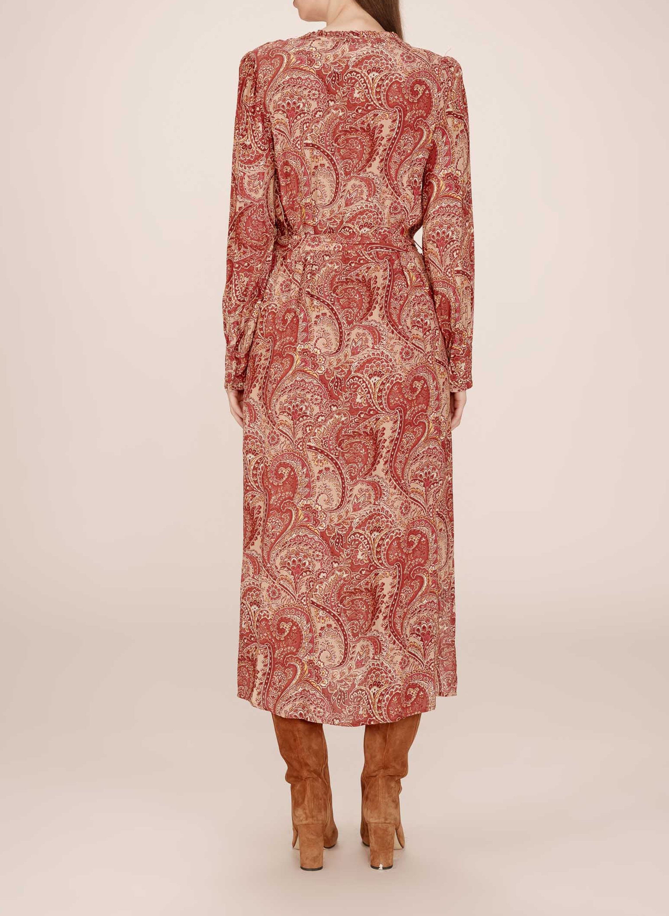 Lange jurk met V-hals en print GRACE ET MILA Brown