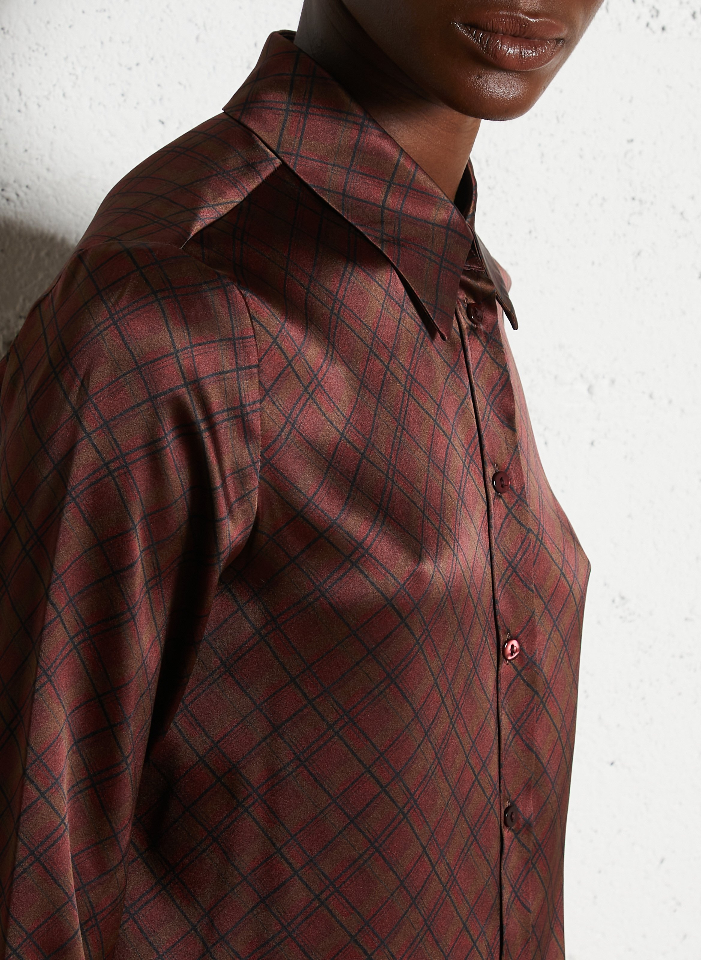 Chemise droite col classique en soie mélangée MOMONI Marron