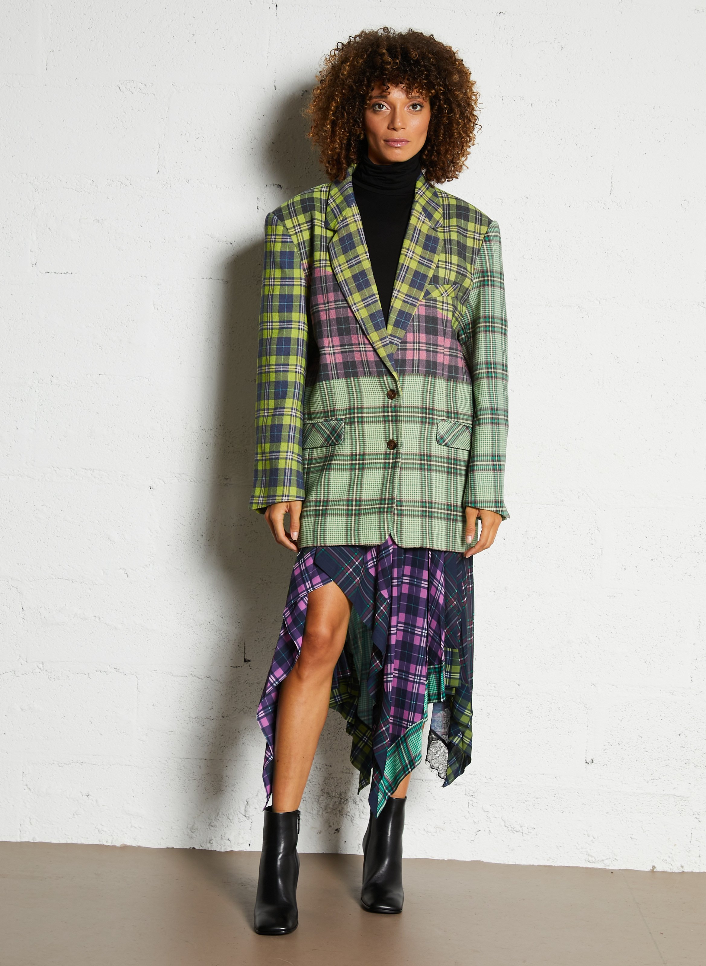 Veste oversize col tailleur à carreaux MES DEMOISELLES Multicolore