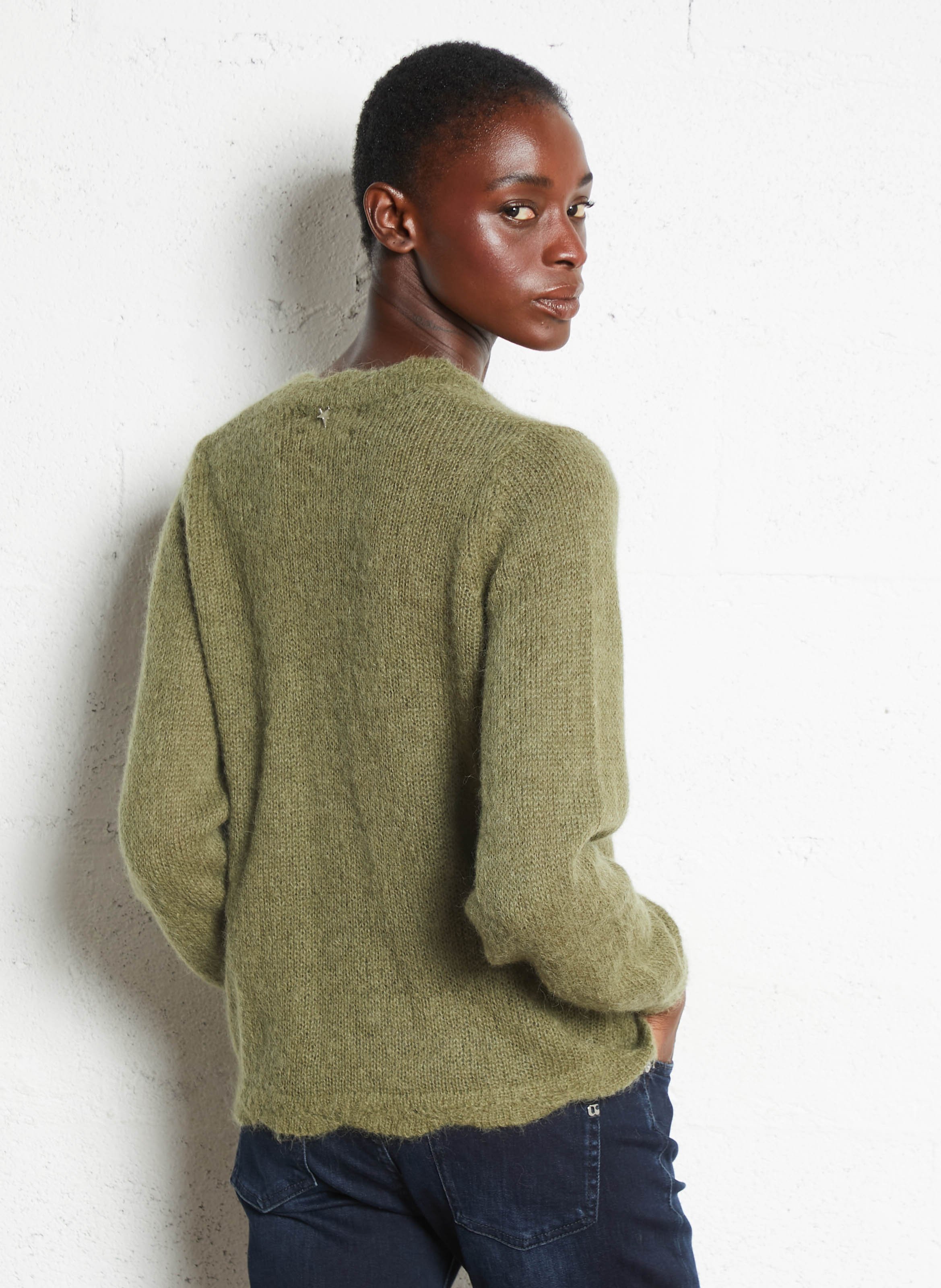 Pull droit col V en laine mélangée SUD EXPRESS Vert