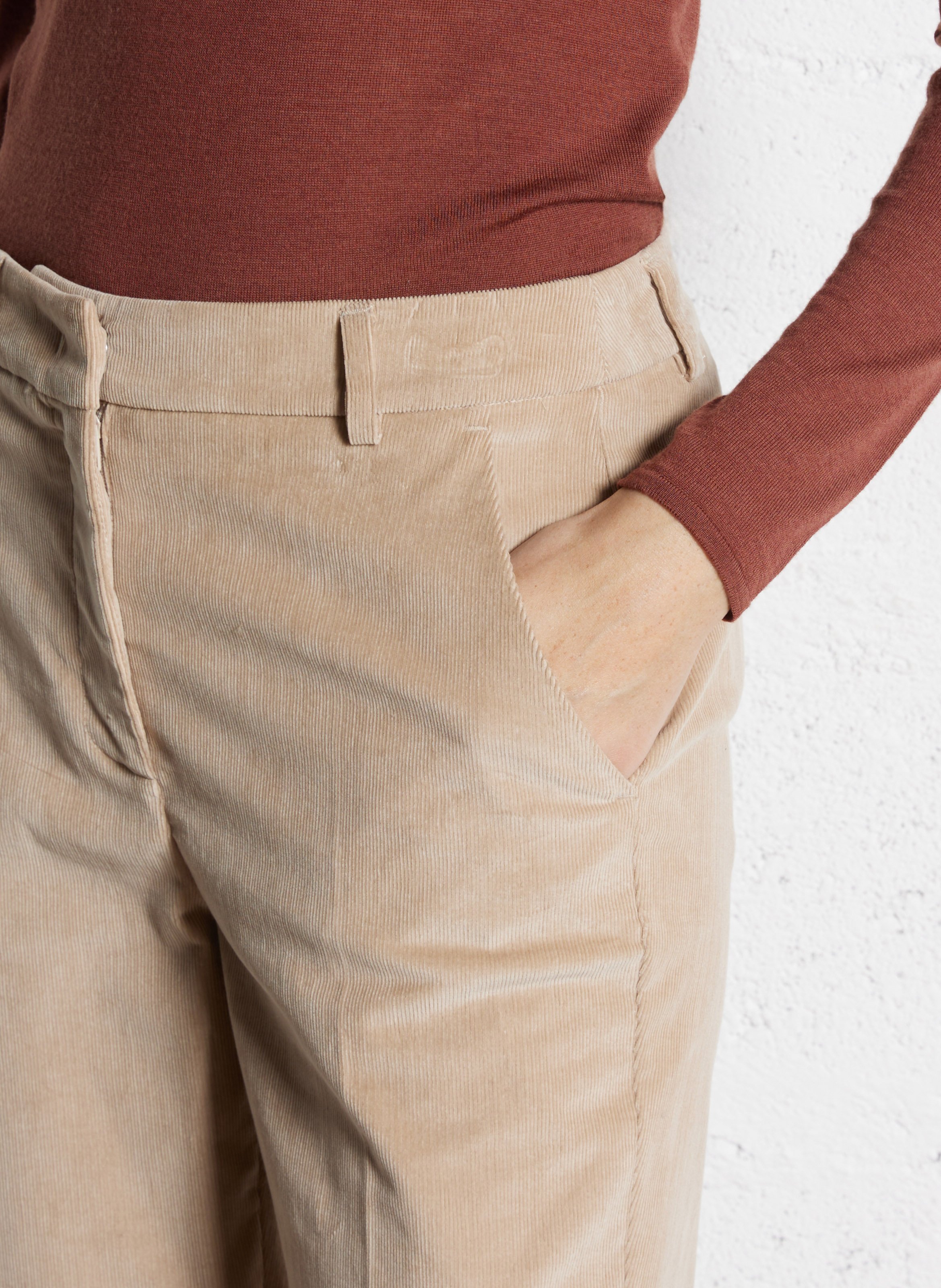 Pantalon droit en coton mélangé MAX MARA WEEK END Beige