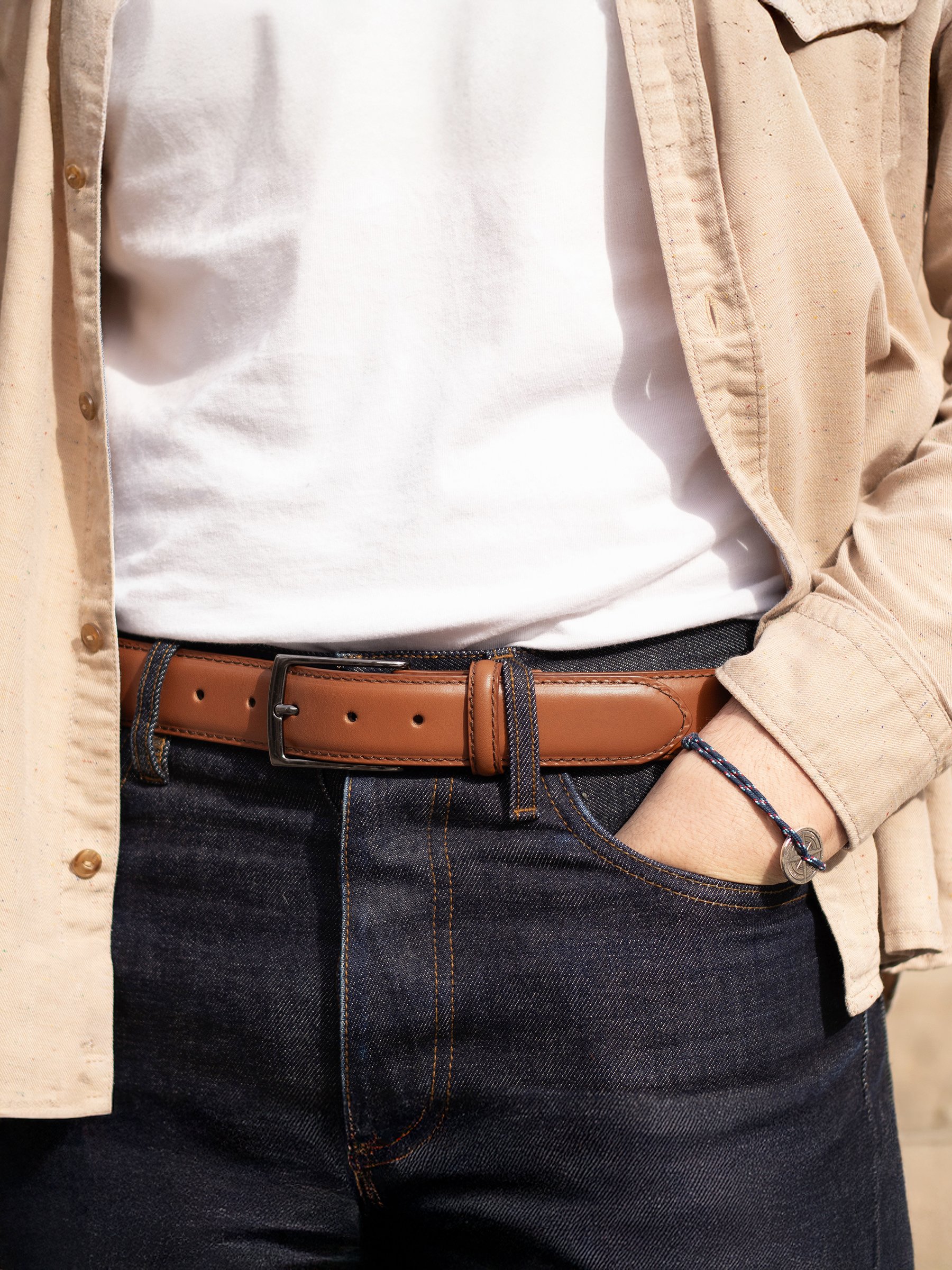 Madrid leather belt JULES & JENN Brown