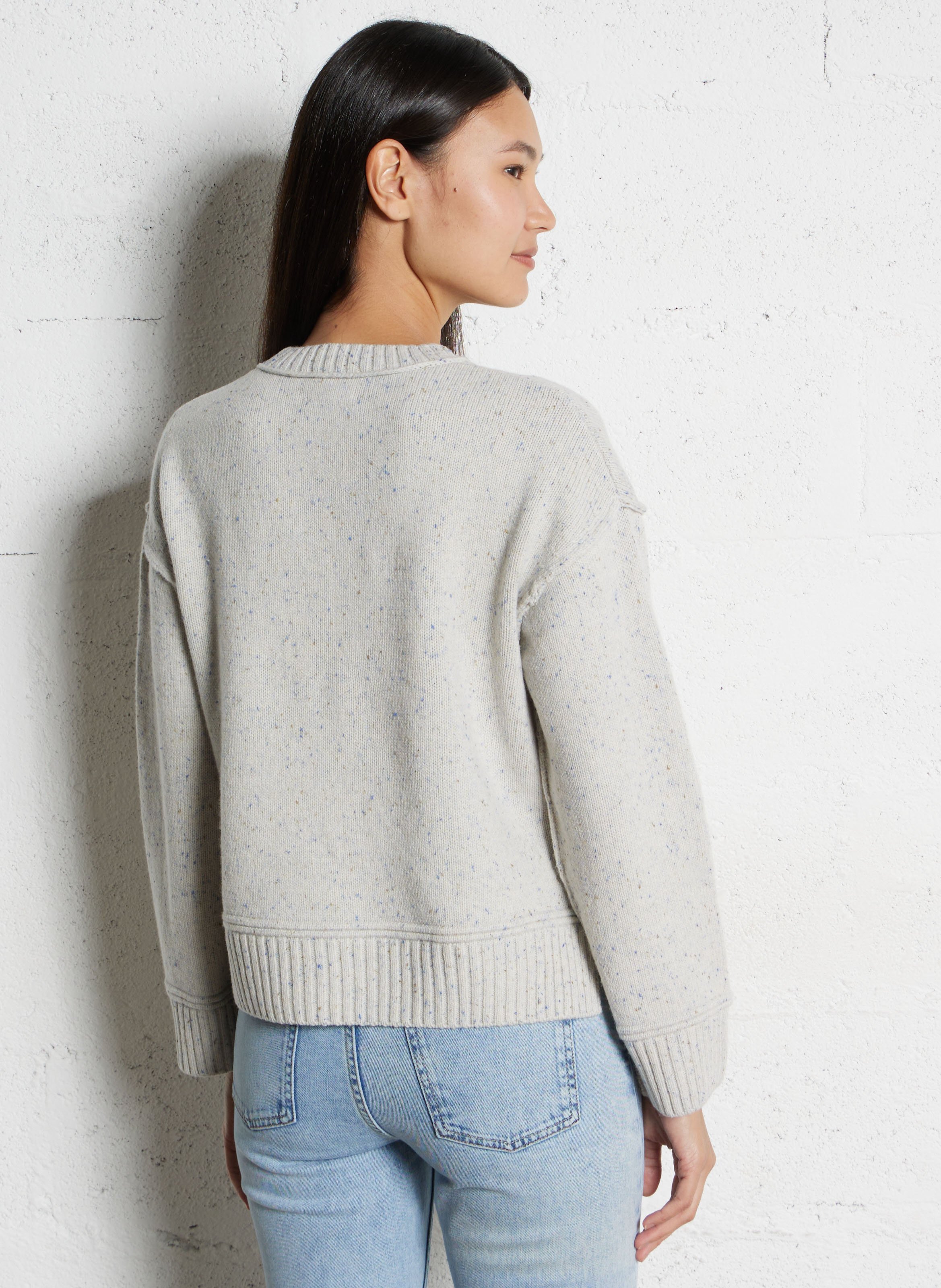 Pull col rond en laine MAISON 123 Gris