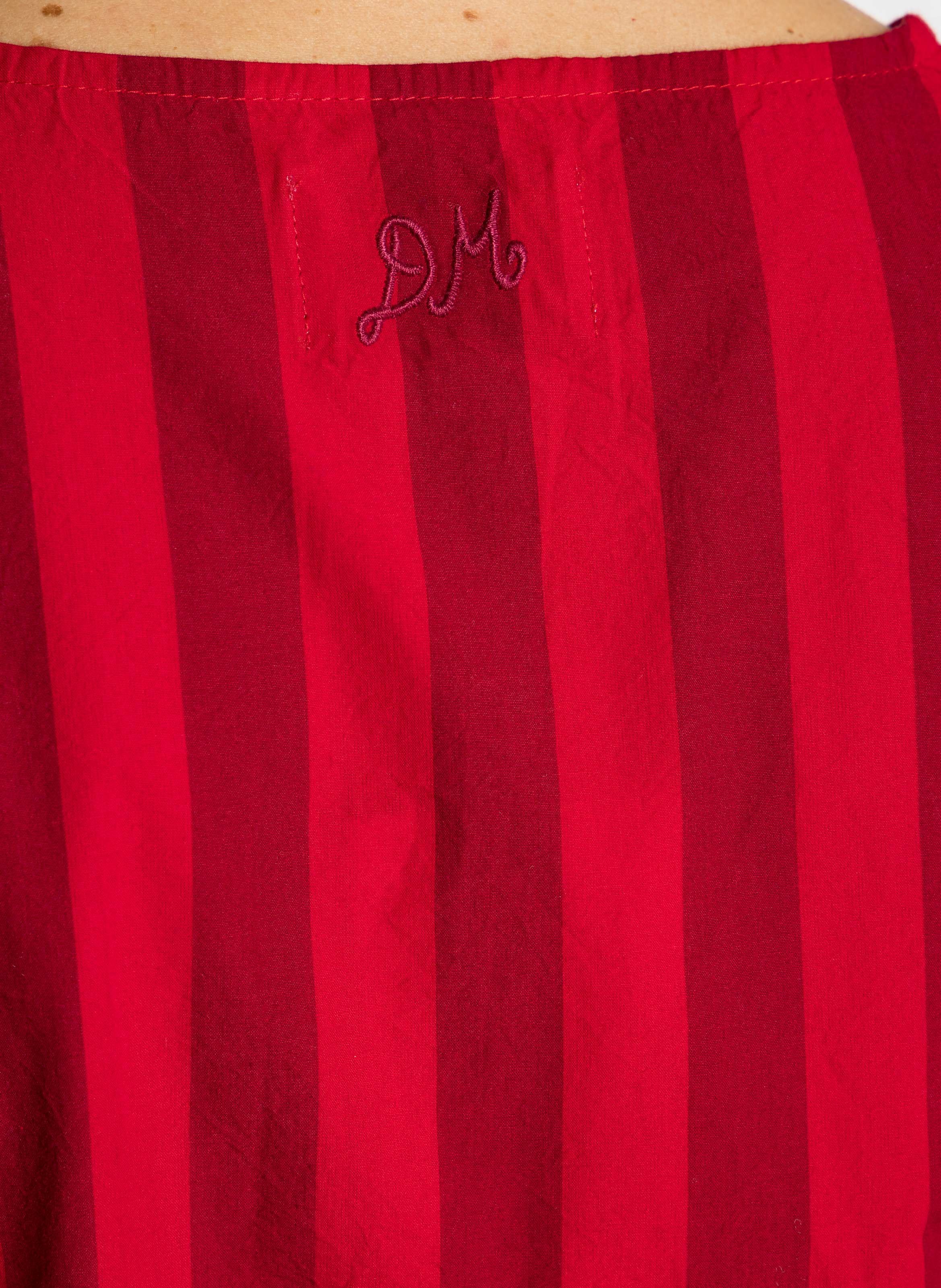 Blouse froncée à rayures en coton bio DAMSON MADDER Rouge