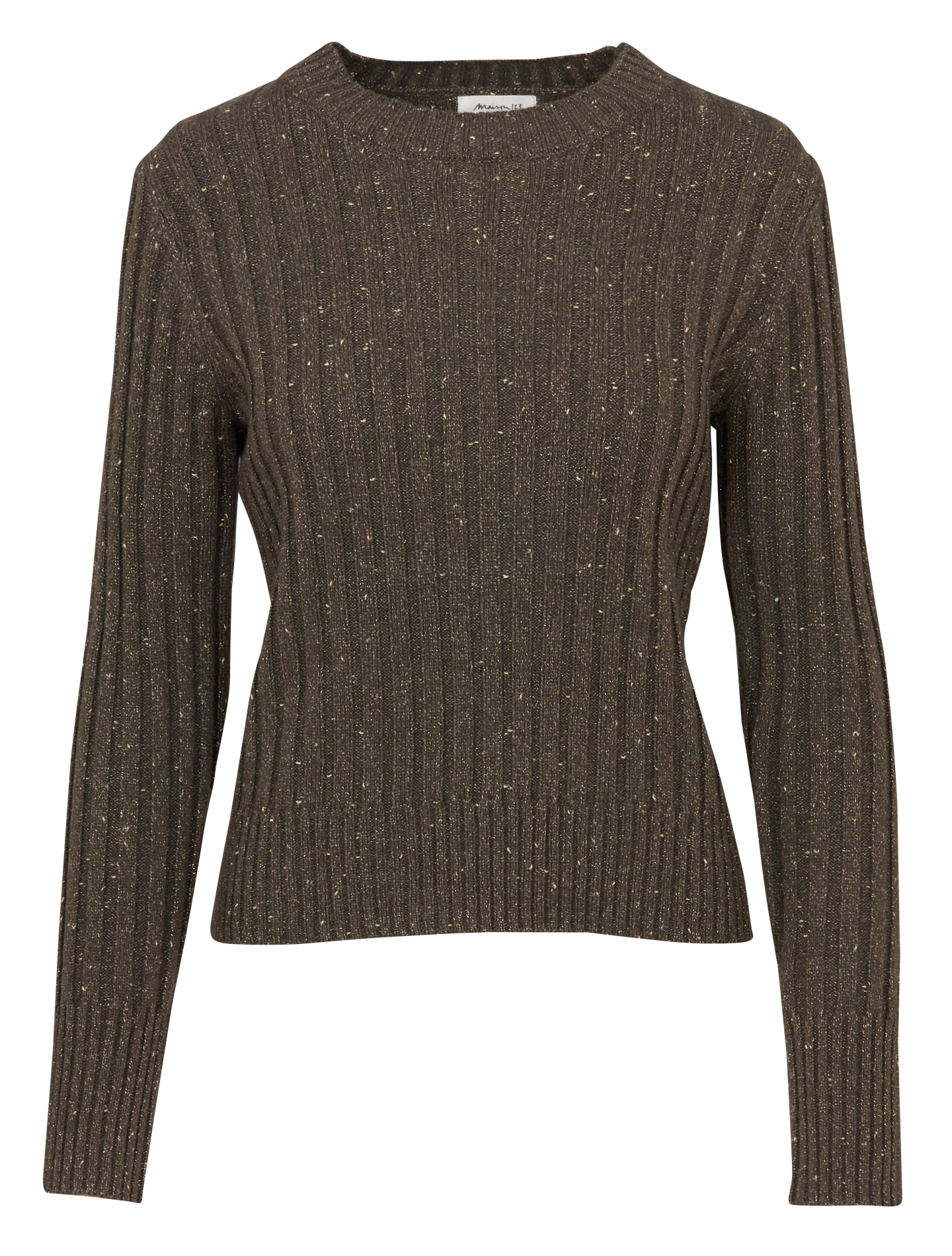 Pull ajusté côtelé à détail métallique MAISON 123 Kaki