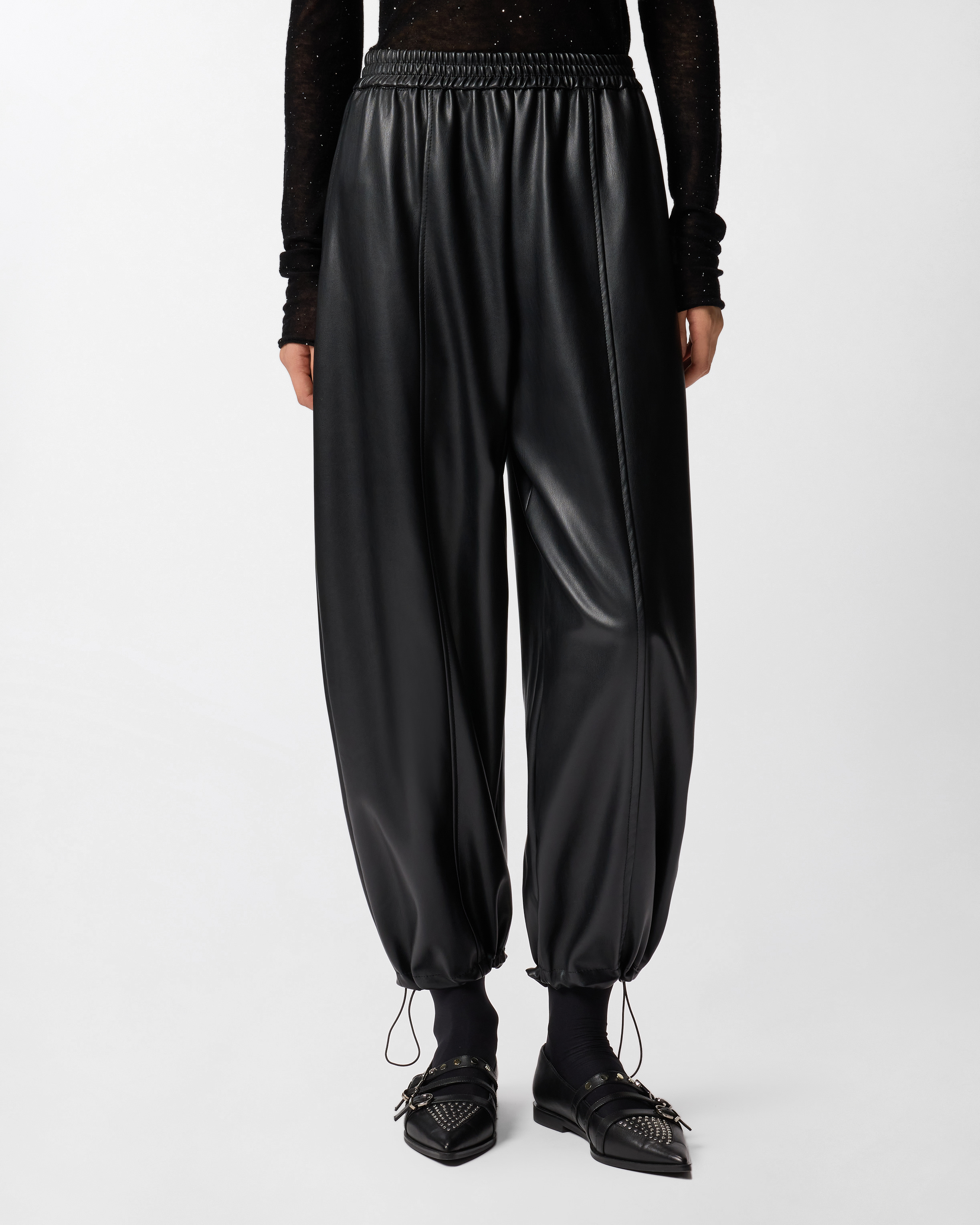 Balloon faux leather pants PINKO Black