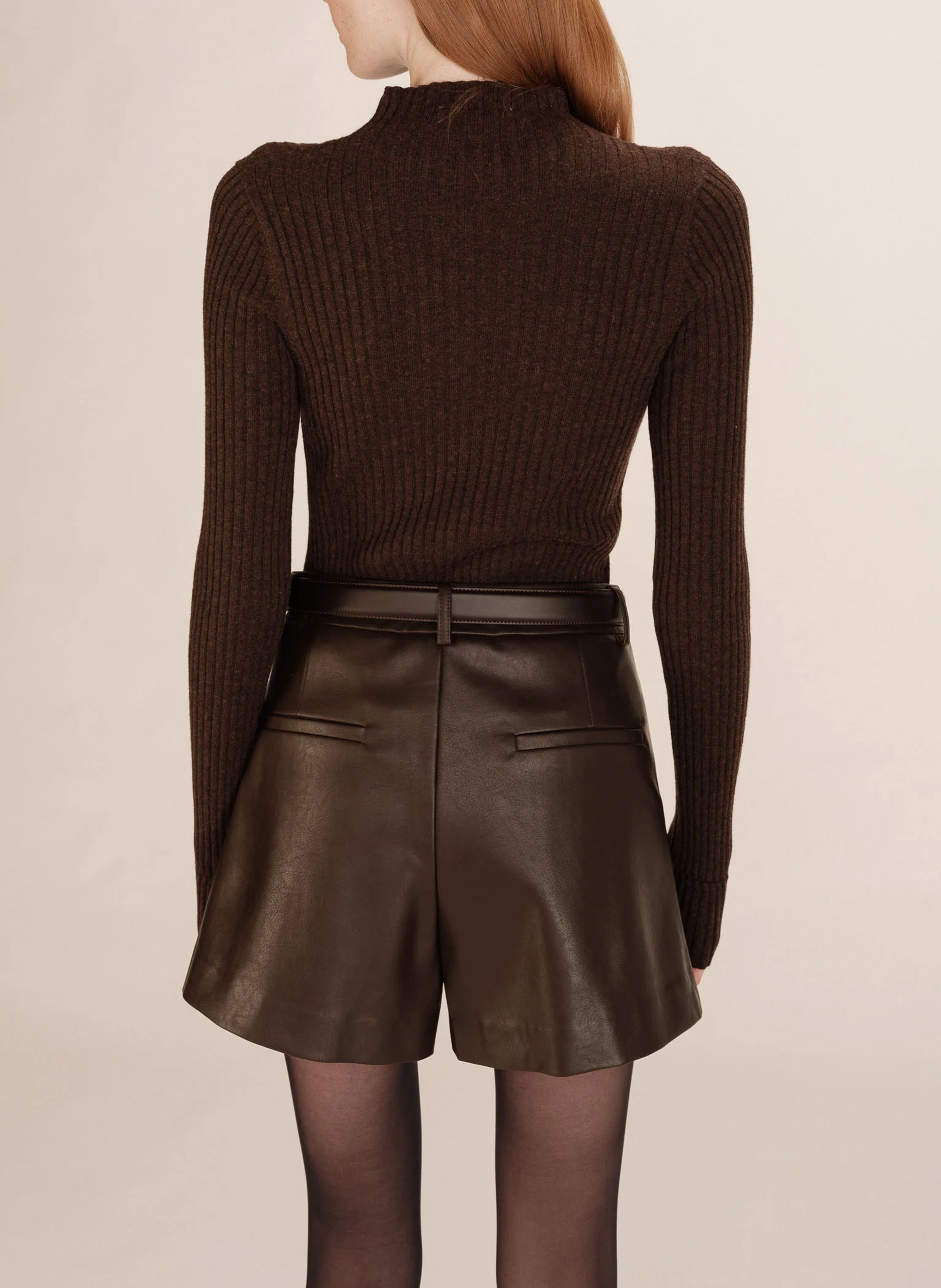 Short droit effet cuir GRACE ET MILA Marron