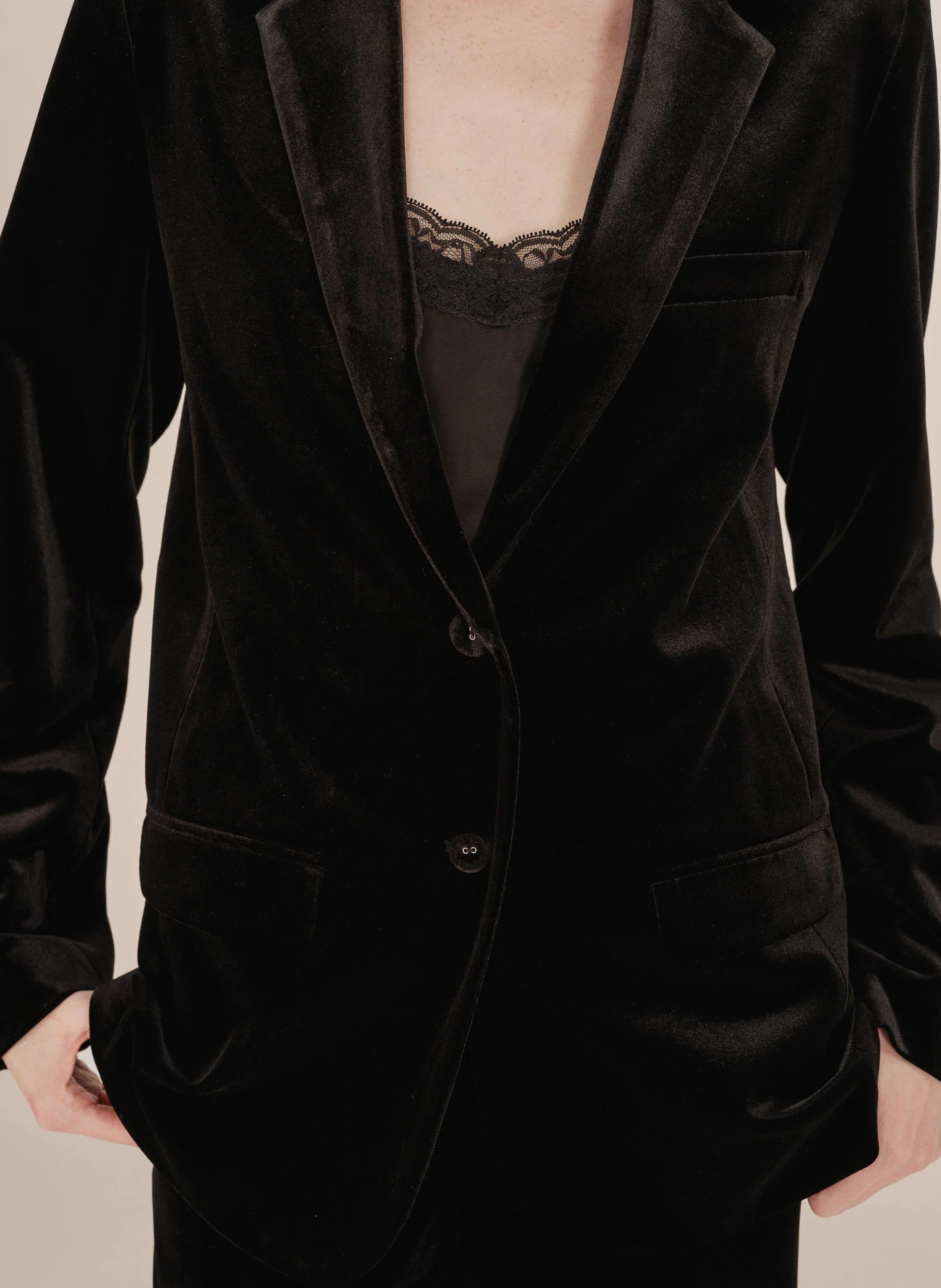 Velvet single-breasted blazer GRACE ET MILA Black