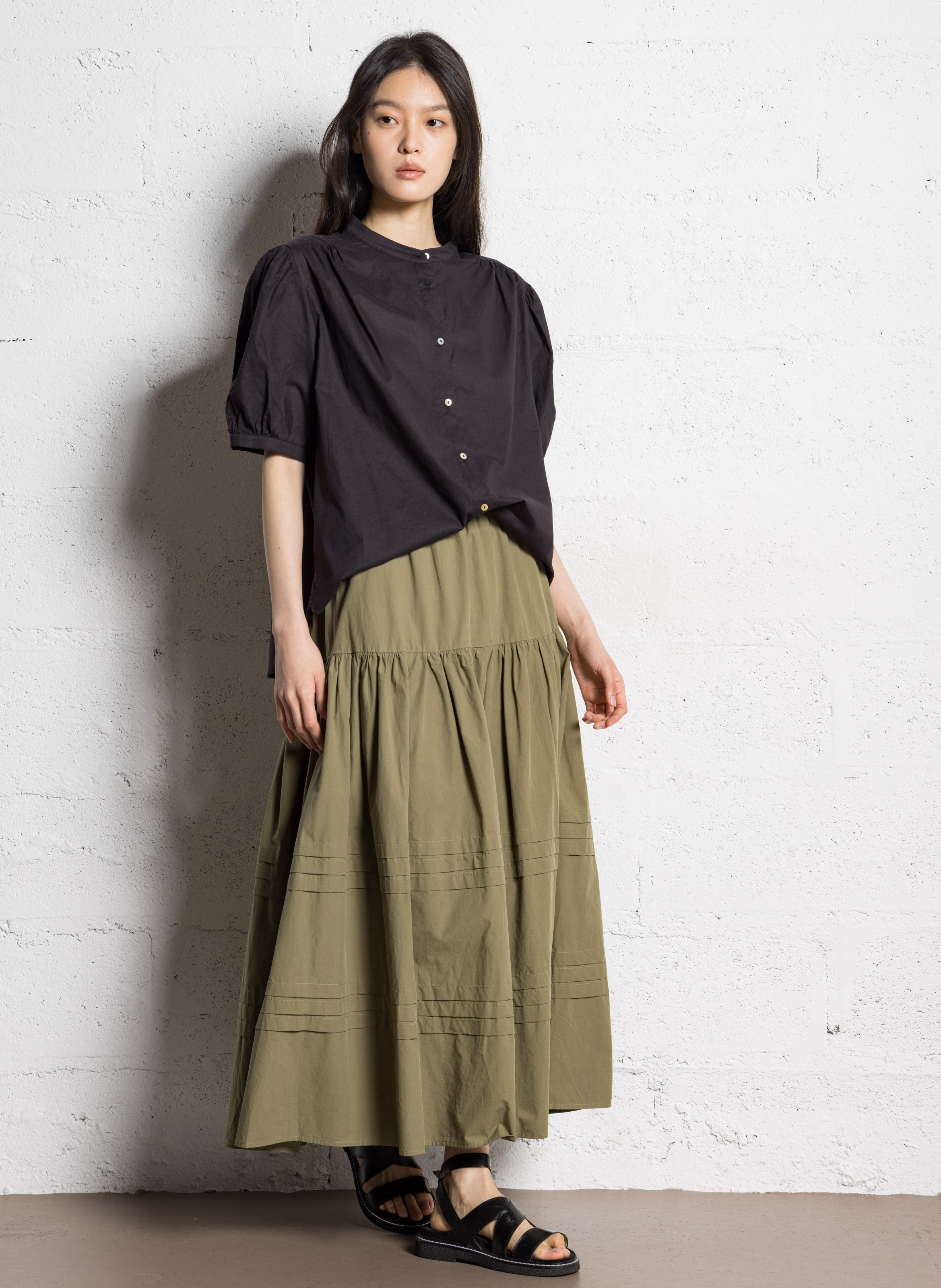 Flared cotton midi skirt JC SOPHIE Green