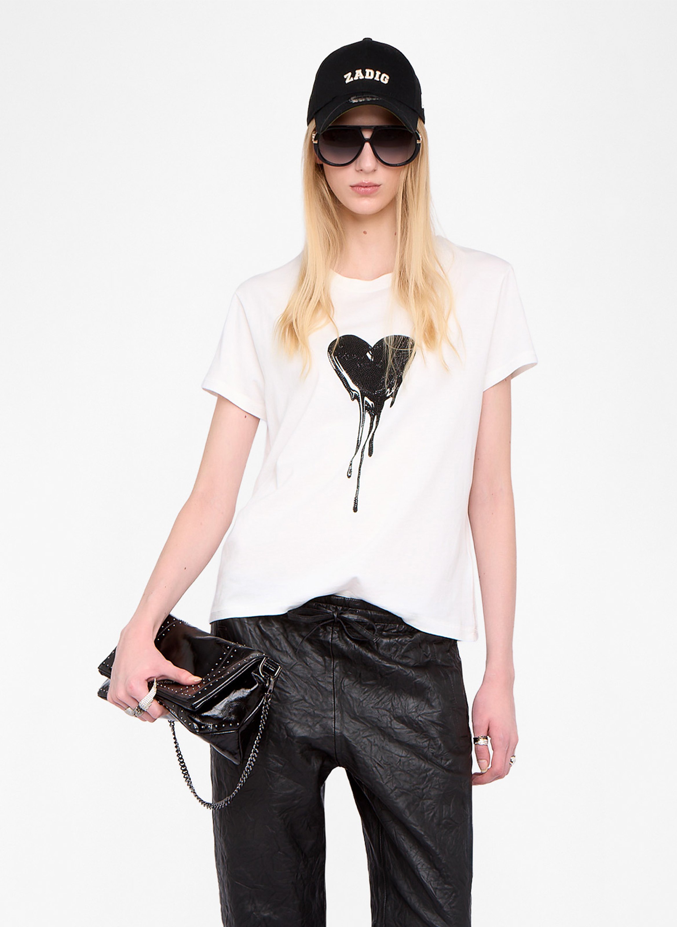 Tee-shirt droit col rond en coton ZADIG&VOLTAIRE Blanc